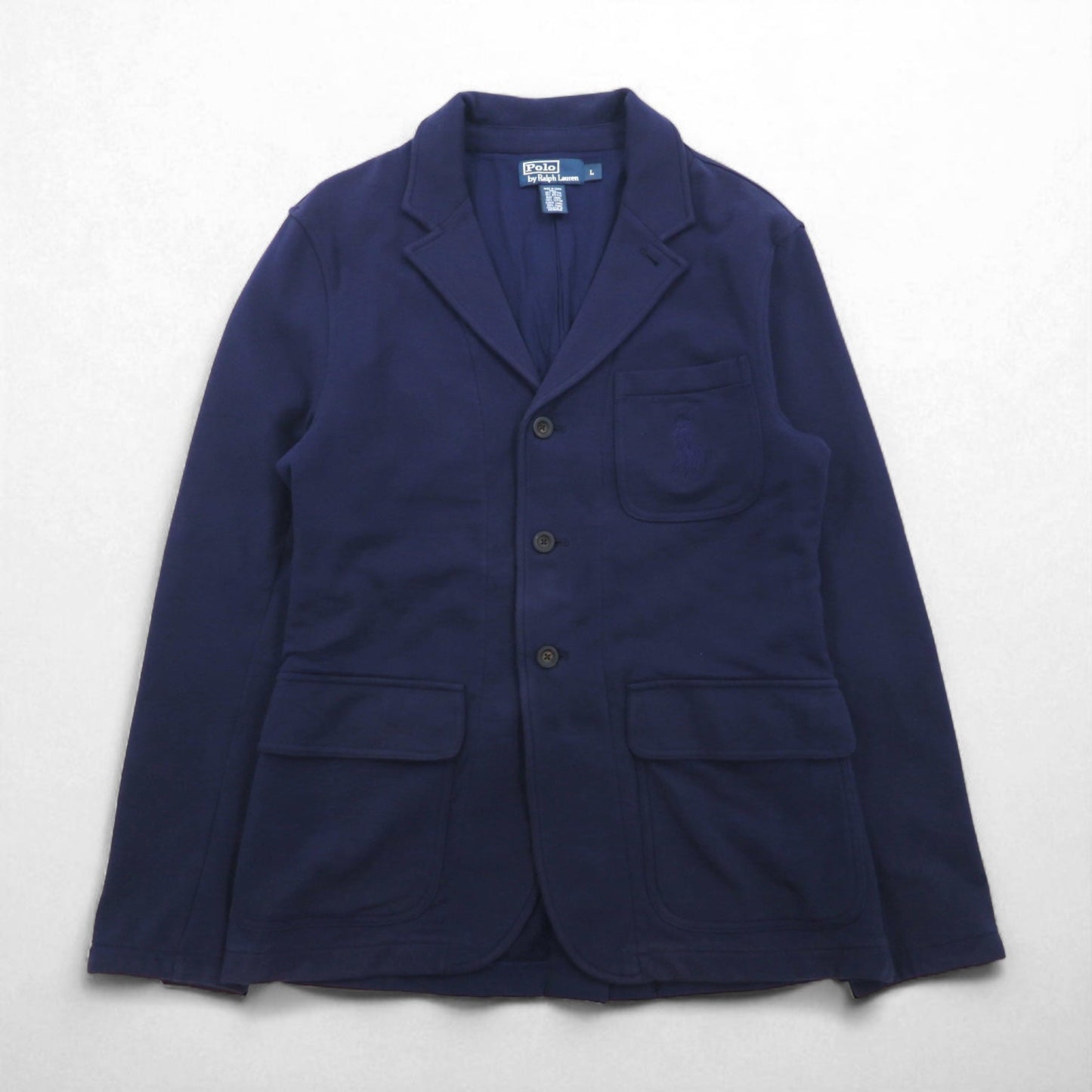 Polo Ralph Lauren 90年代 3B テーラードジャケット ブレザー L ネイビー コットン ポニー刺繍