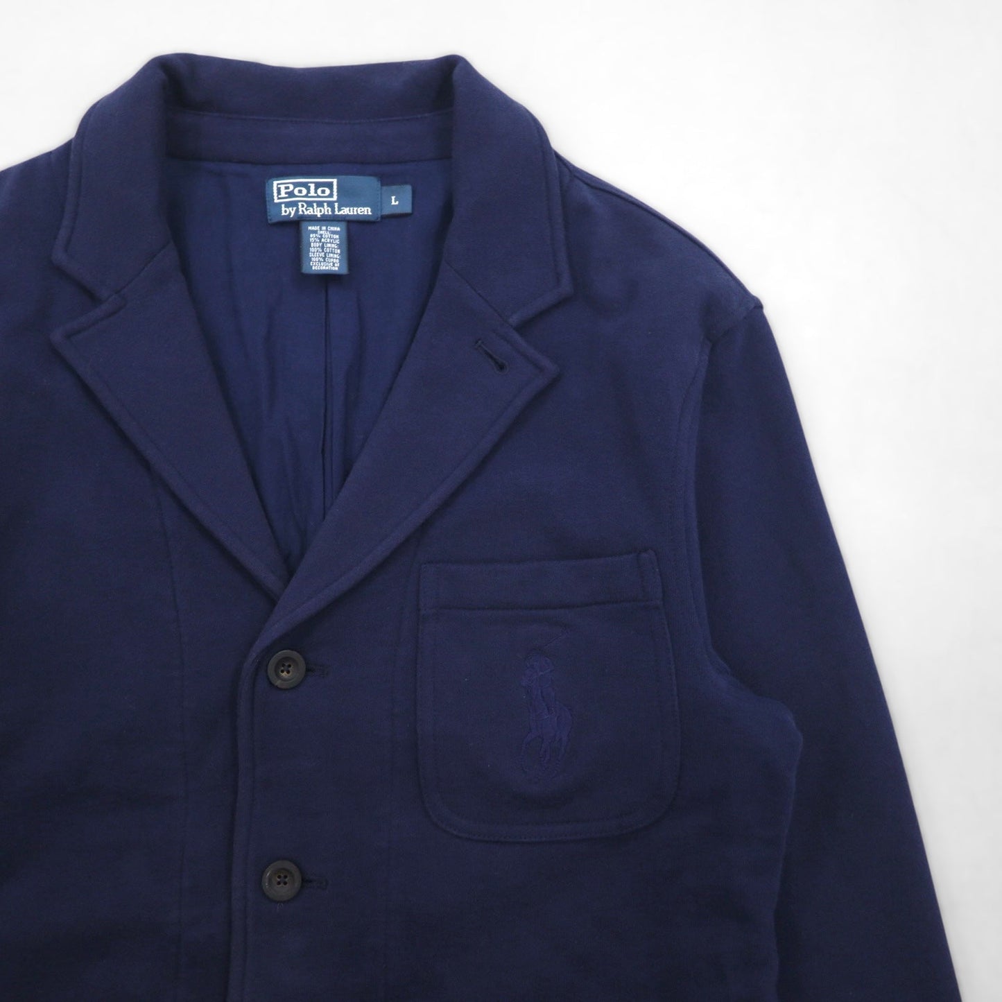 Polo Ralph Lauren 90年代 3B テーラードジャケット ブレザー L ネイビー コットン ポニー刺繍