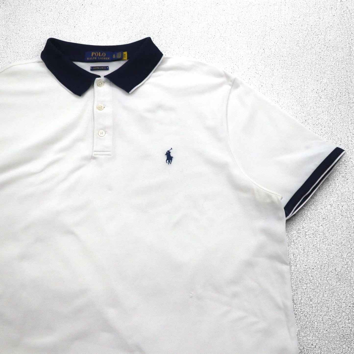 POLO RALPH LAUREN Ribbed Line Polo Shirt, XL, White Cotton, Pique, Small Pony Embroidery