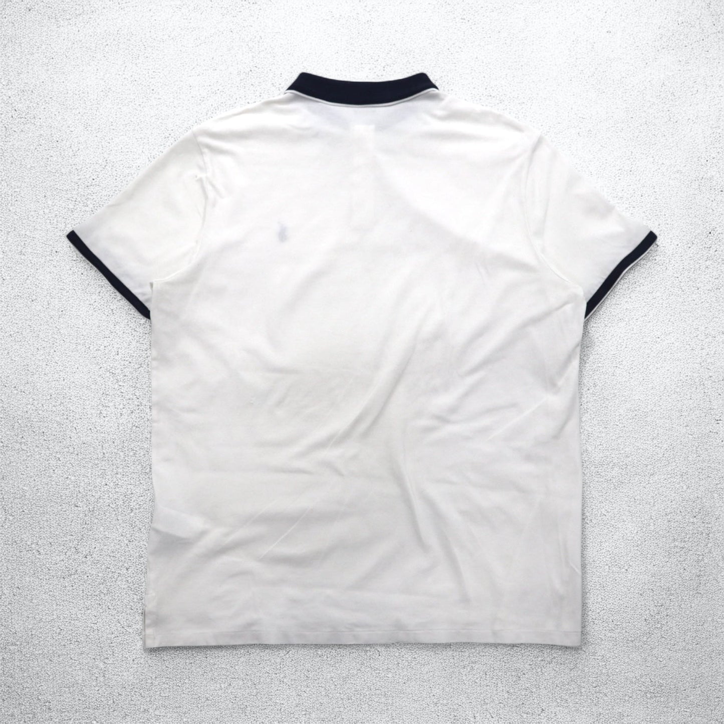 POLO RALPH LAUREN Ribbed Line Polo Shirt, XL, White Cotton, Pique, Small Pony Embroidery
