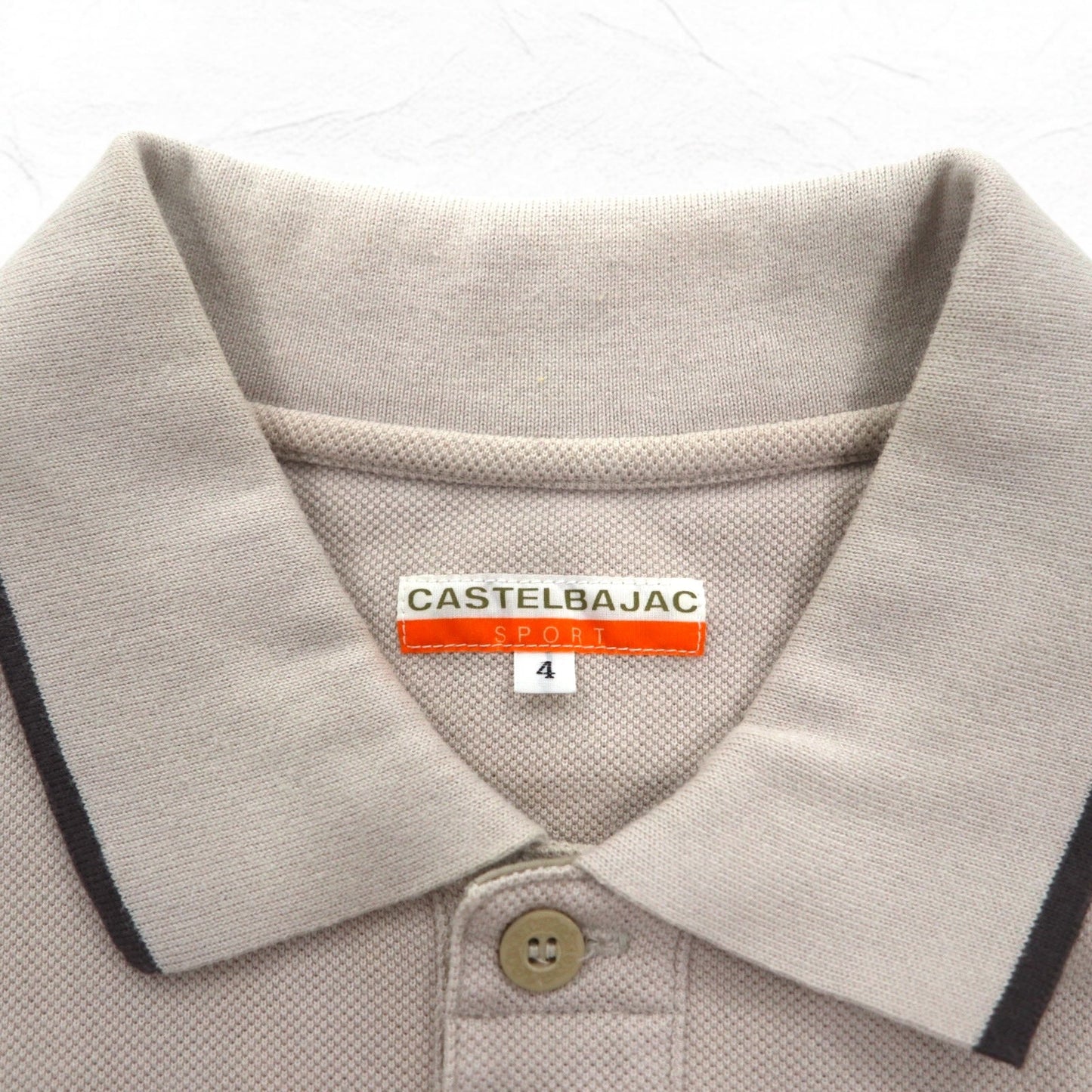 CASTELBAJAC SPORT 90年代 長袖 ポロシャツ XL ベージュ コットン キャラクター刺繍
