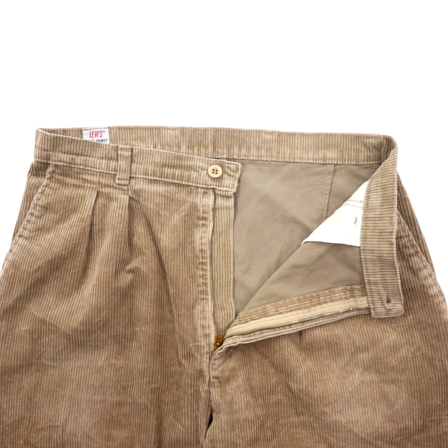 LEVI'S Made in England 90s Euro Tuck Wide Corduroy Pants, Size 33, Beige Cotton, PANT FAMILY 299 3484 4584