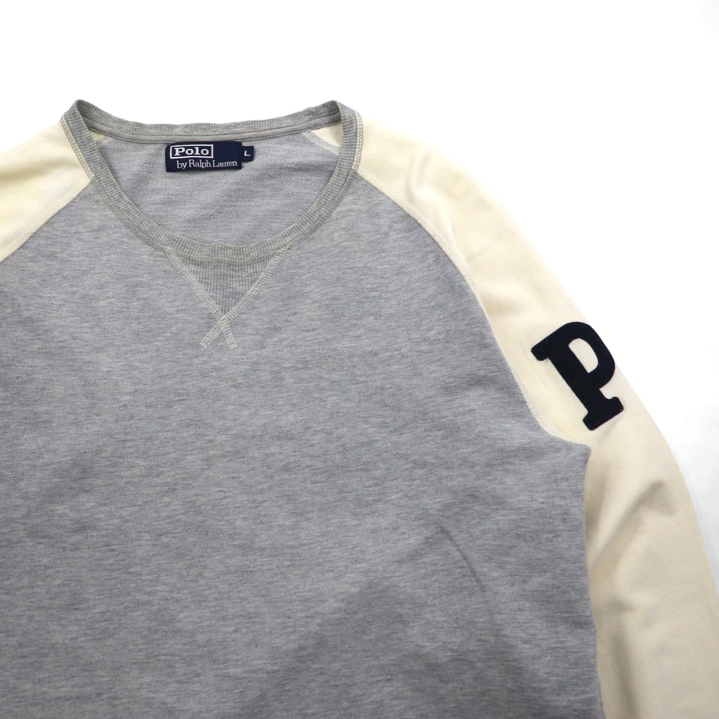 Polo Ralph Lauren 90年代 ライトウェイト 前V ラグラン スウェット トレーナー L グレー スモールポニー刺繡