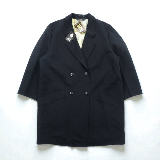 DAKS 日本製 カシミア ダブルブレスト チェスターコート XL ブラック サテン裏地 スカーフ 総柄 未使用品