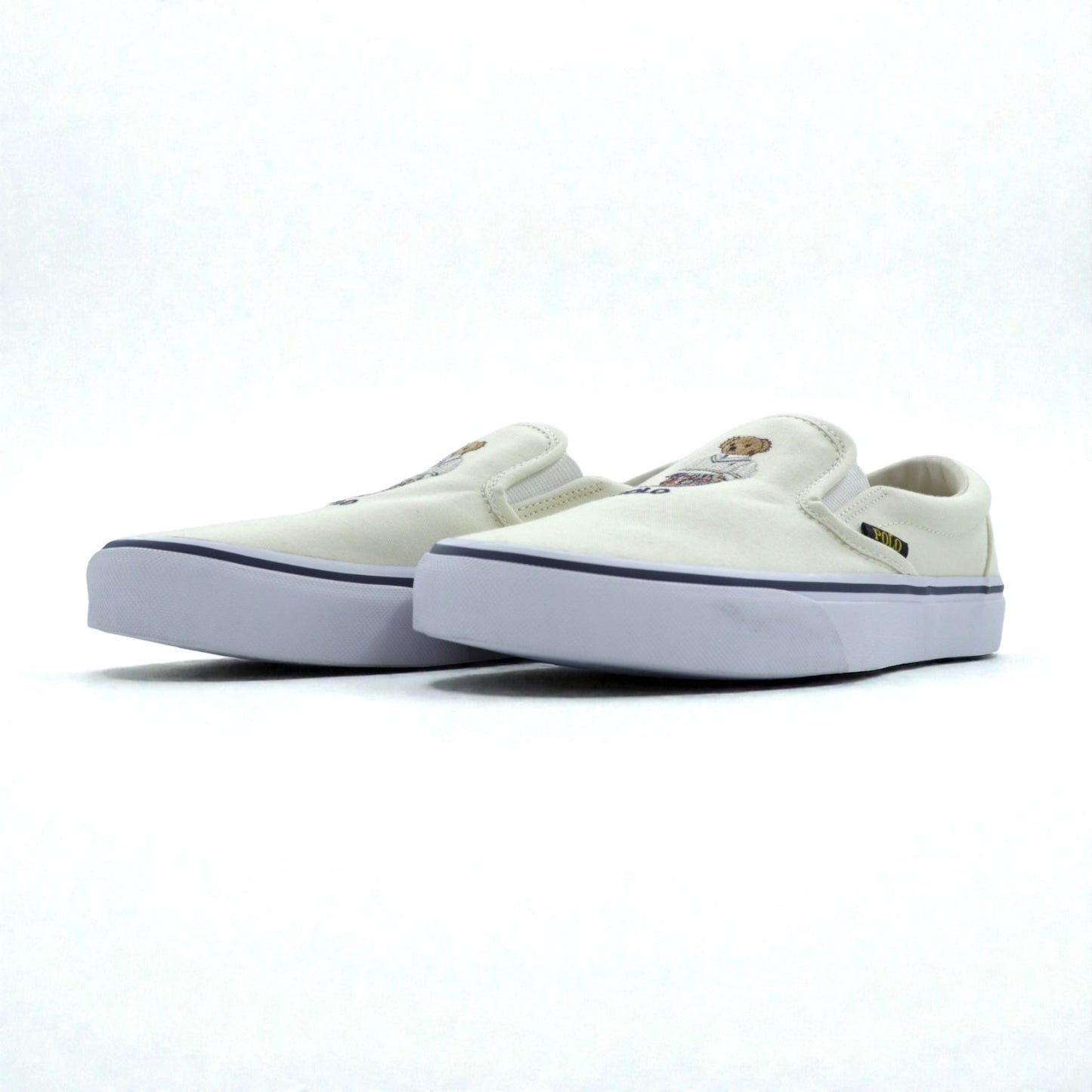 Polo Ralph Lauren ポロベア スリッポン ローカットスニーカー 26cm ホワイト キャンバス KEATON 未使用品