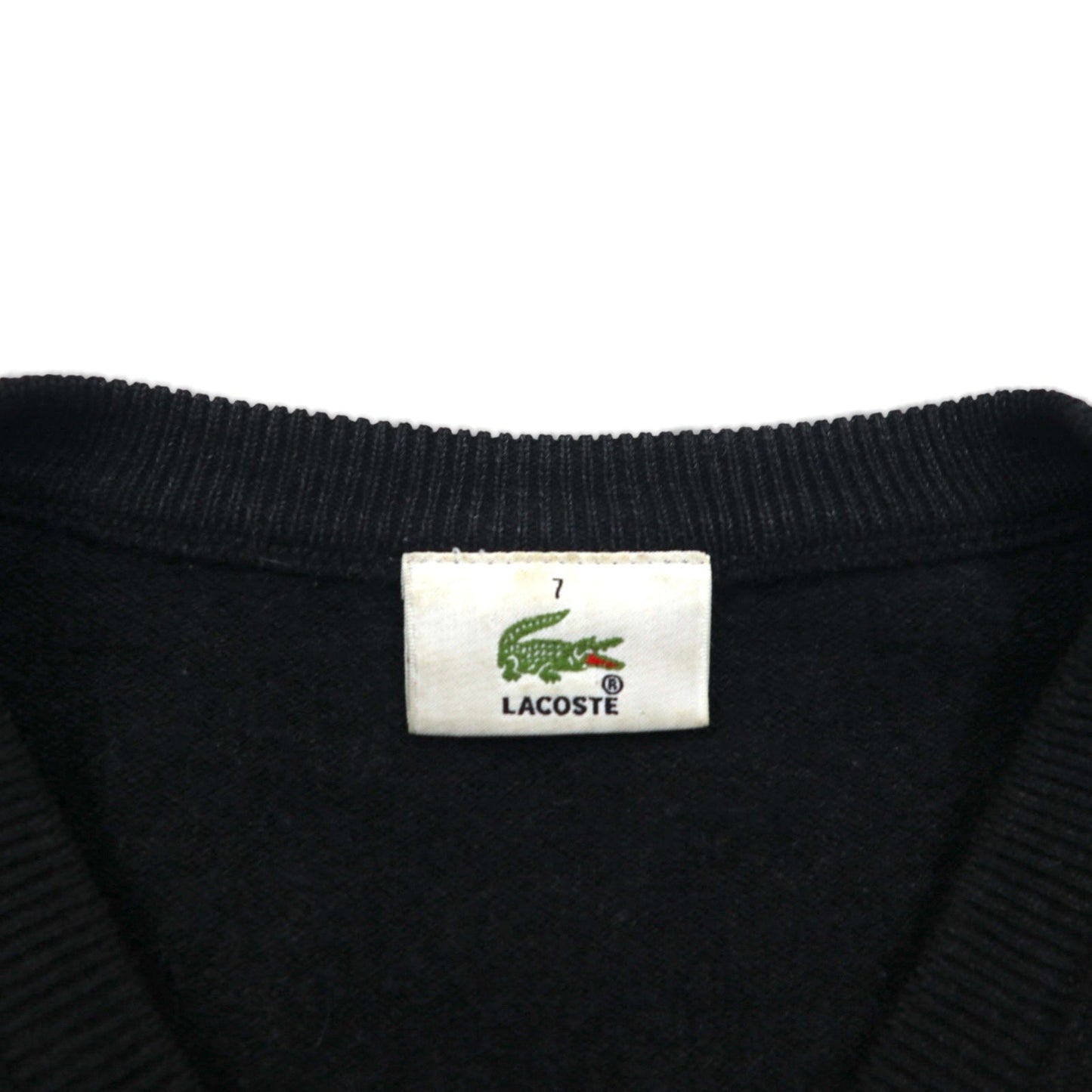 LACOSTE Vネック セーター ニット XL グレー ウール ワンポイントロゴ