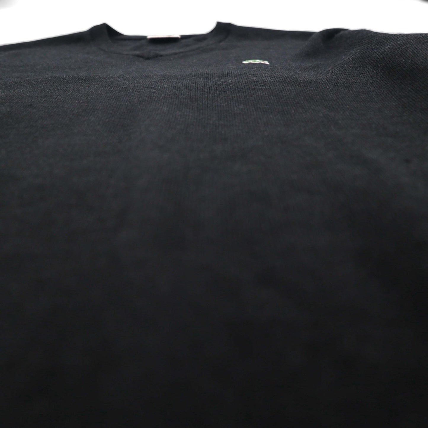 LACOSTE Vネック セーター ニット XL グレー ウール ワンポイントロゴ