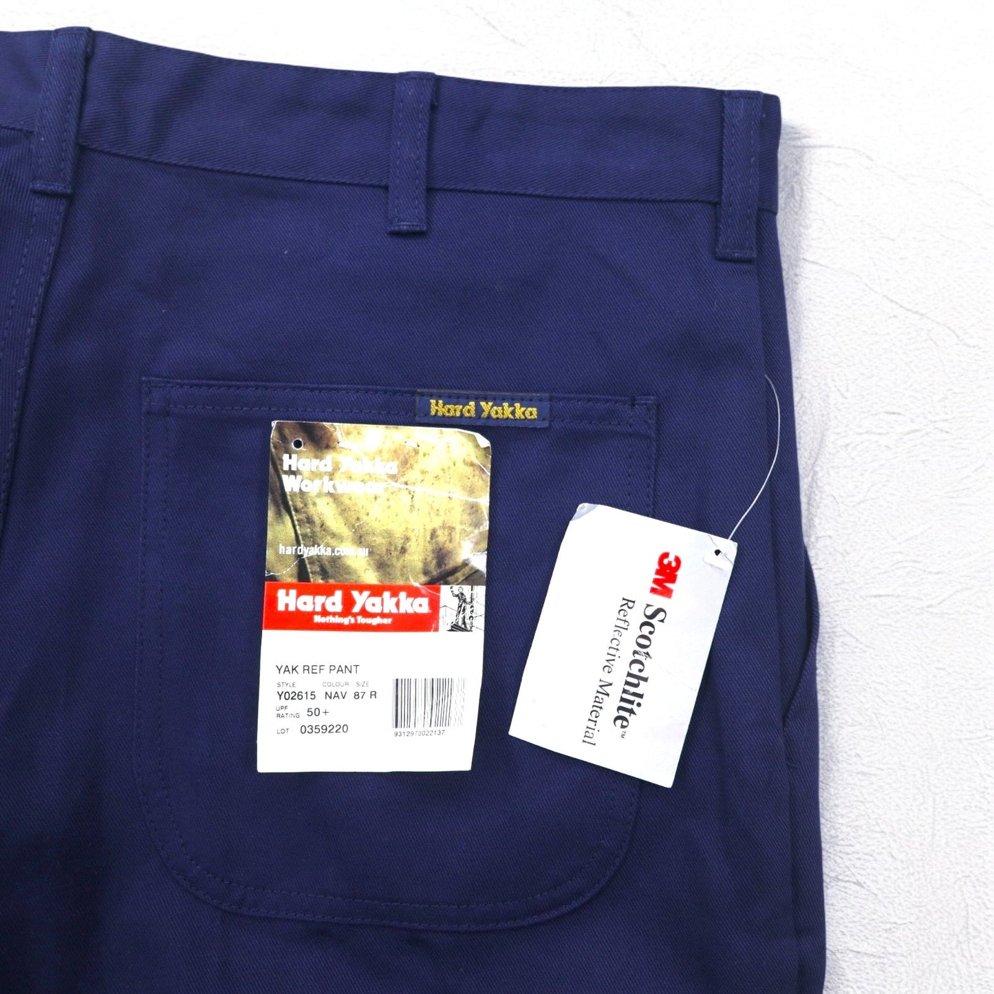 Hard Yakka Reflective Tuck Work Pants, Size L, Navy, Cotton, 3M Scotchlite, Unused