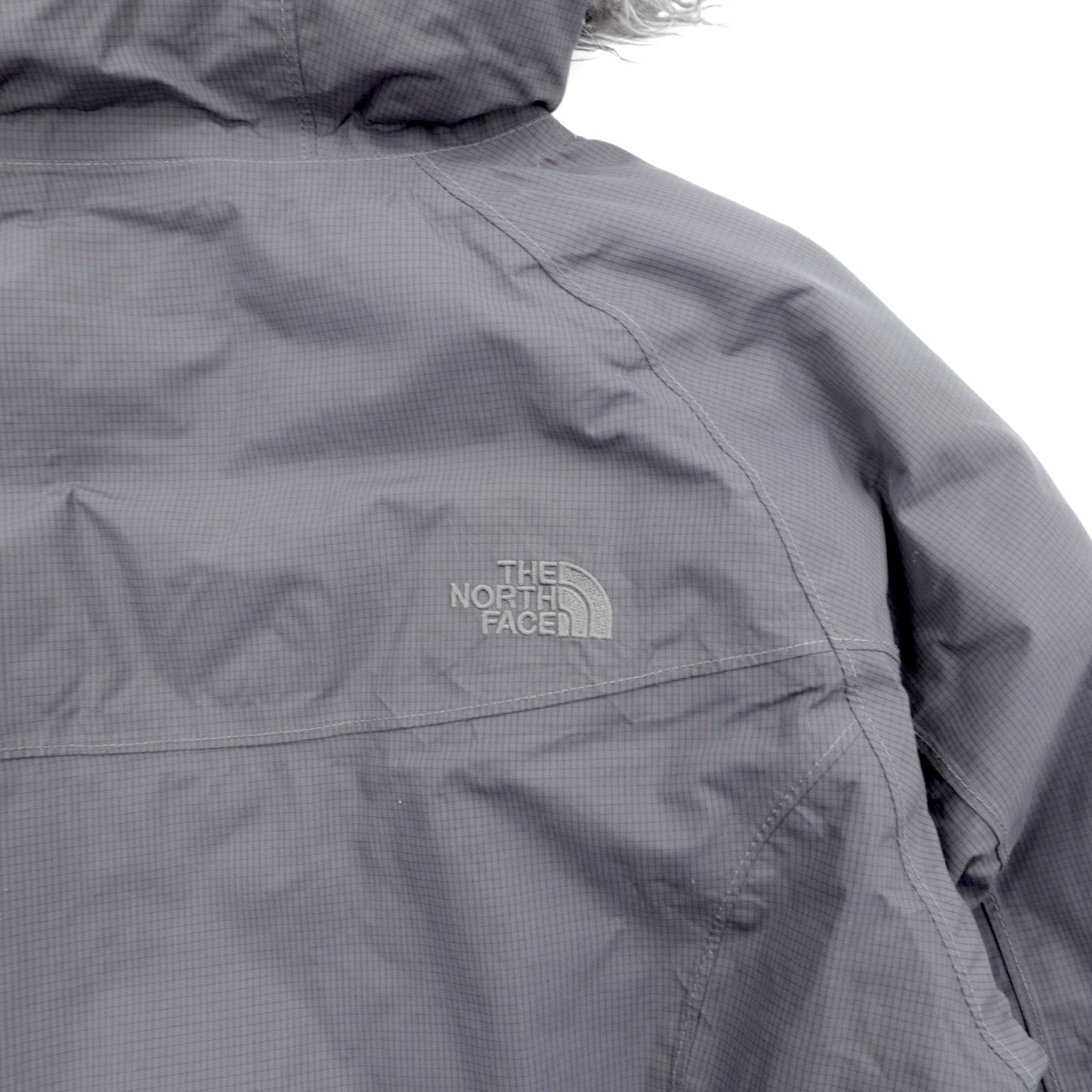 THE NORTH FACE マウンテン ダウンコート M グレー HYVENT 防水 ファー着脱式 ベルト付き グースダウン