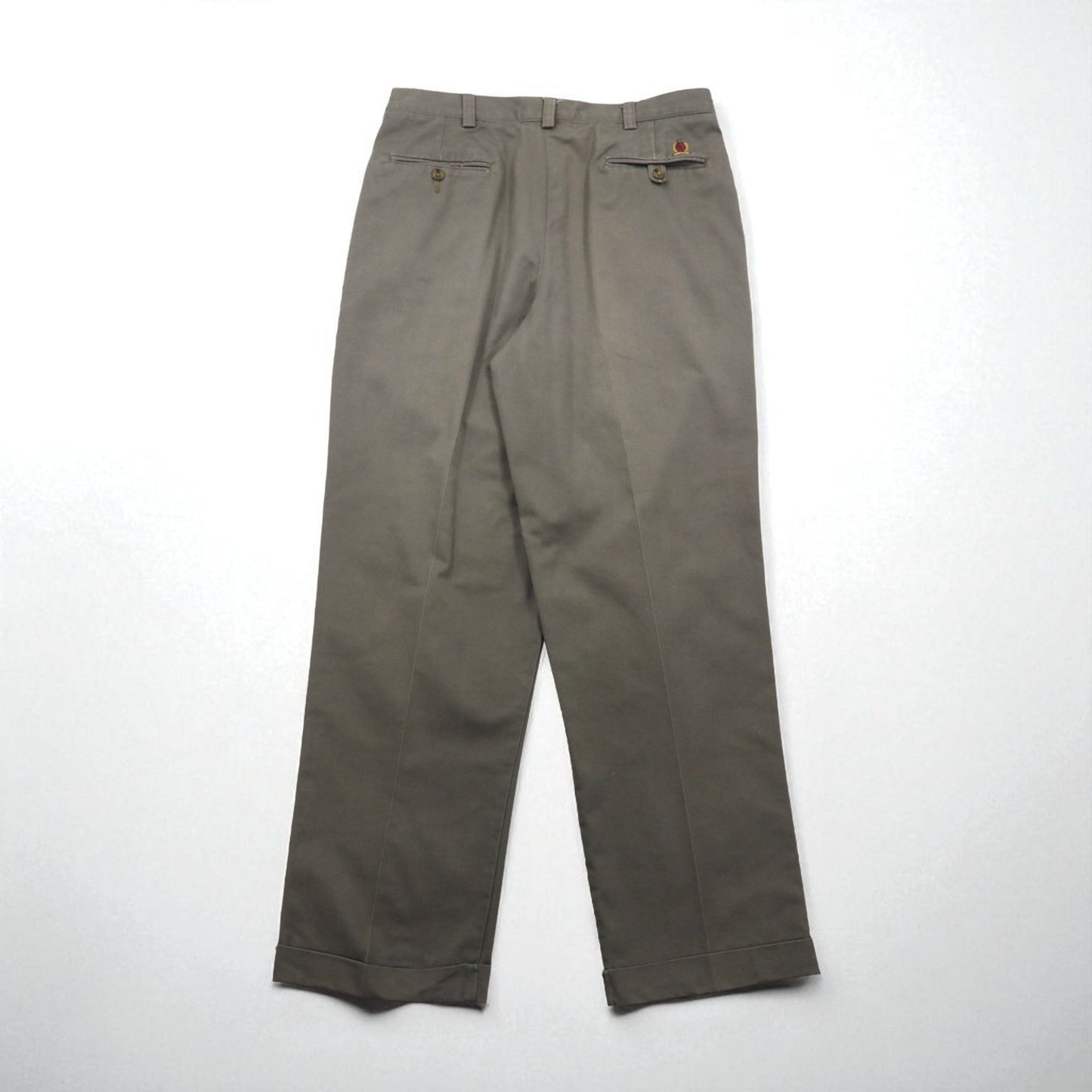 TOMMY HILFIGER 90年代 2タック ワイド チノパンツ L ベージュ コットン プリーツ センタープレス