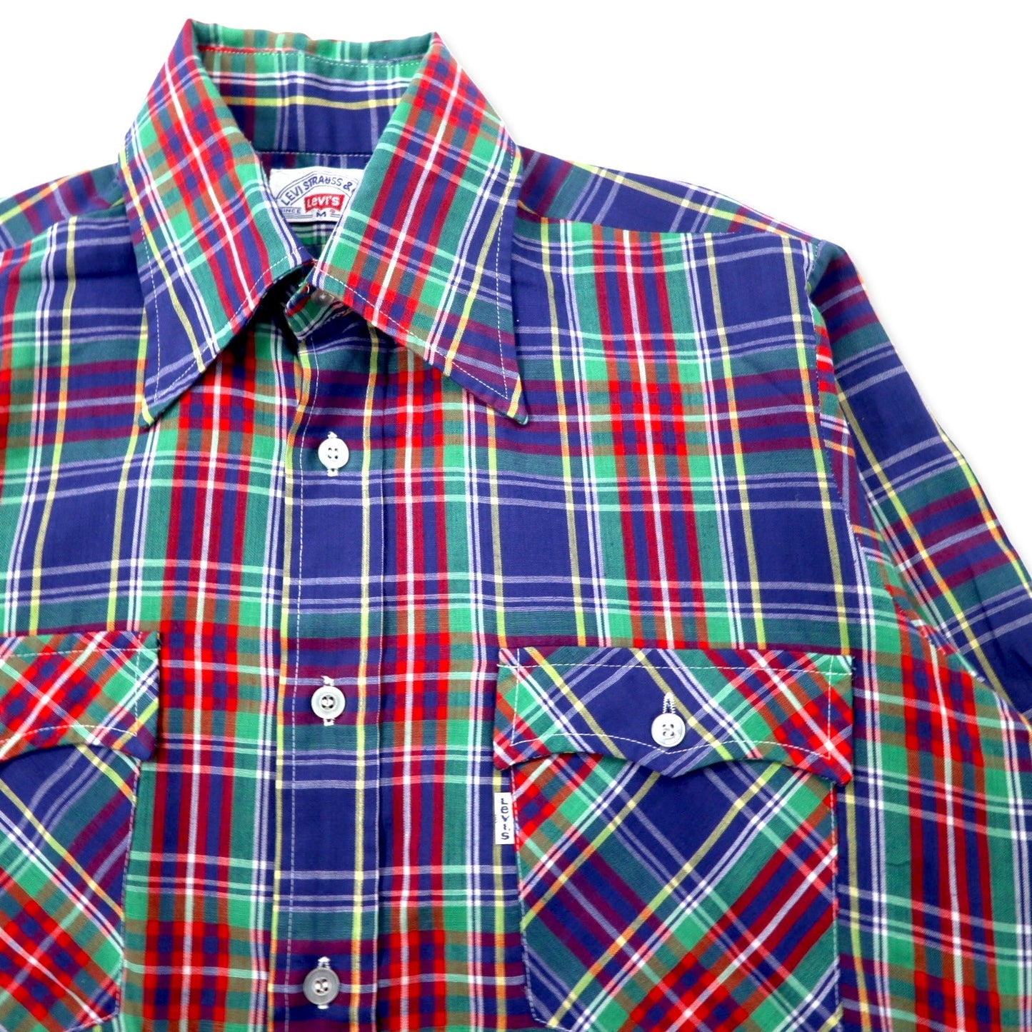 Levi's 1970s Western Shirt, Size M, Multicolor Check, Collar Filler, White Tab