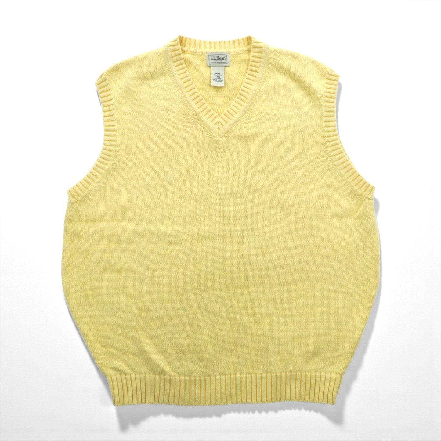 L.L.Bean 90年代 Vネック ニット ベスト L イエロー コットン FW80
