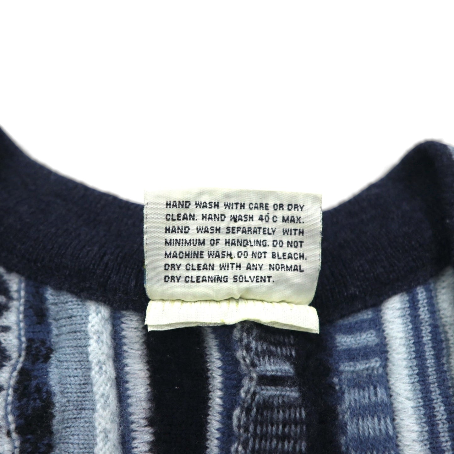 90s Australia Vintage 3D Knit Cardigan AKLANDA 3D ニット ジャガード カーディガン L ネイビー オーストラリア製