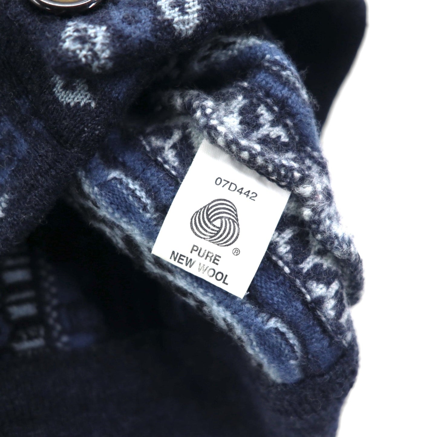 90s Australia Vintage 3D Knit Cardigan AKLANDA 3D ニット ジャガード カーディガン L ネイビー オーストラリア製
