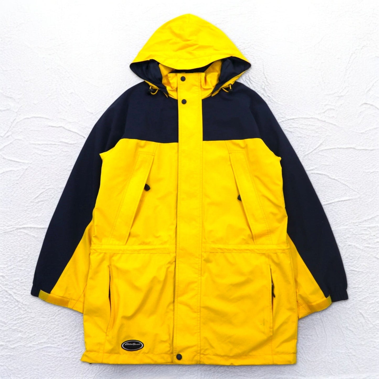 Eddie Bauer 90年代 EBTEK ゴアテックス GORE-TEX マウンテンパーカー L イエロー ドローコード フード着脱式