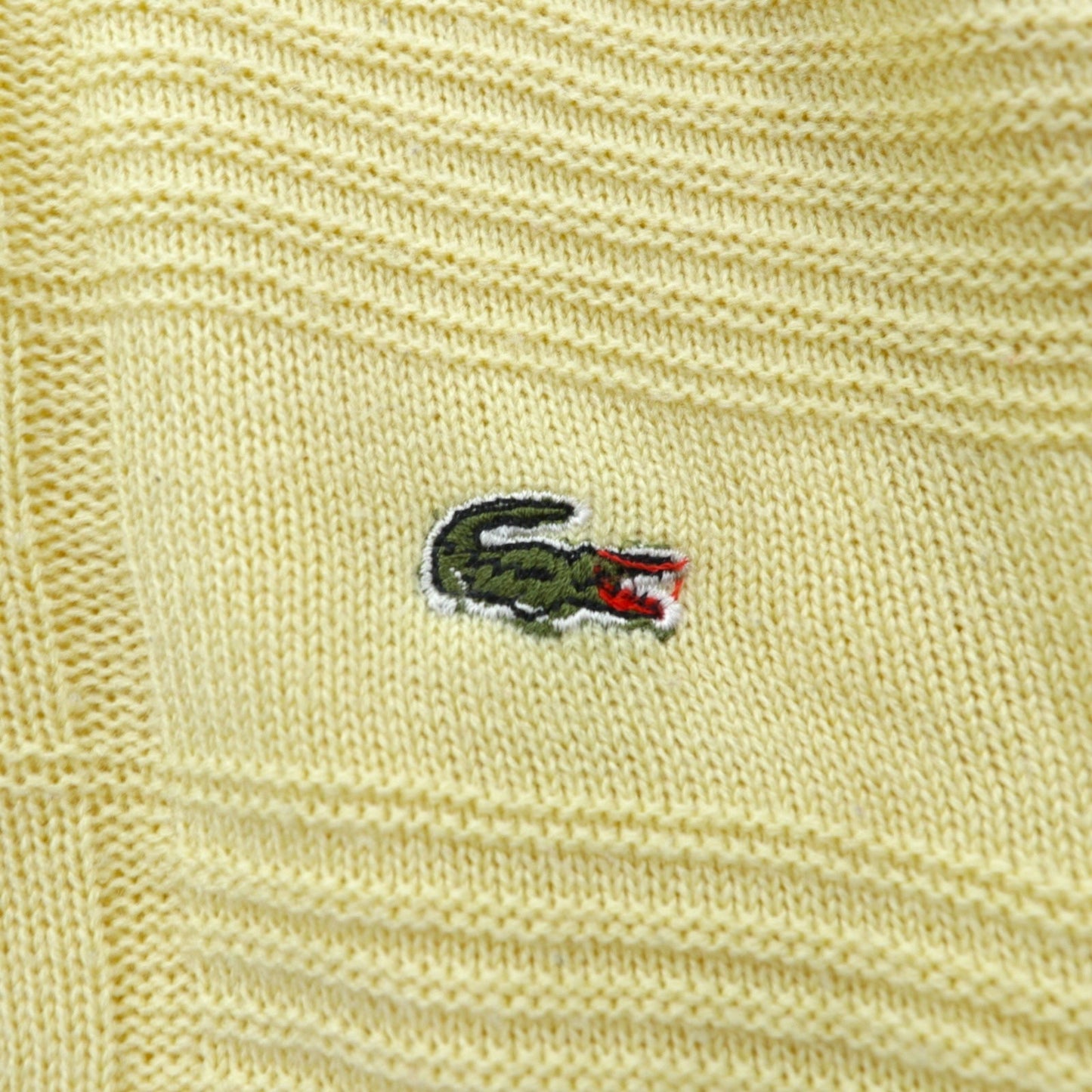 LACOSTE 70年代 フランス製 フレンチラコステ Vネック ニット セーター M ベージュ ワンポイントロゴ