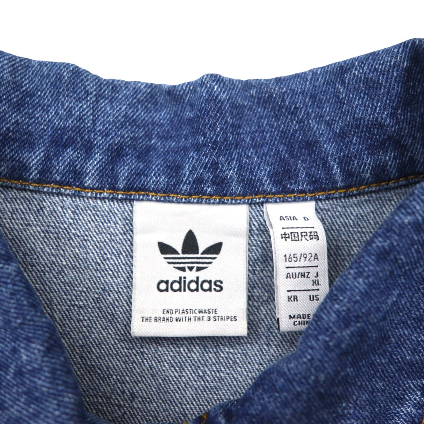 adidas originals クロップド 短丈 デニムジャケット Gジャン XL インディゴ 刺繍 ワイド IP3767  トレフォイル 3ストライプス フローラル