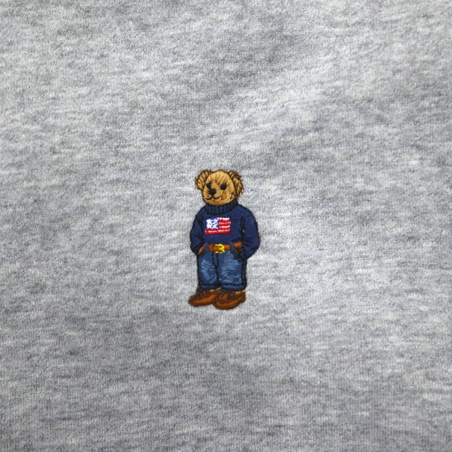 POLO RALPH LAUREN ポロベア 刺繍 フルジップパーカー XXL グレー 裏起毛 ワンポイントロゴ
