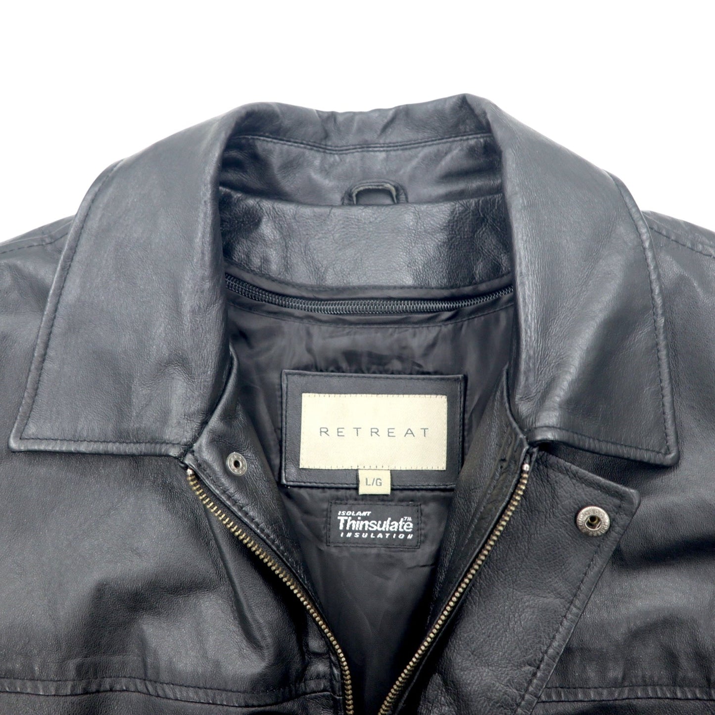 RETREAT レザー カーコート Thinsulate INSULATION 中綿 ジャケット L ブラック レザー ライナー着脱式