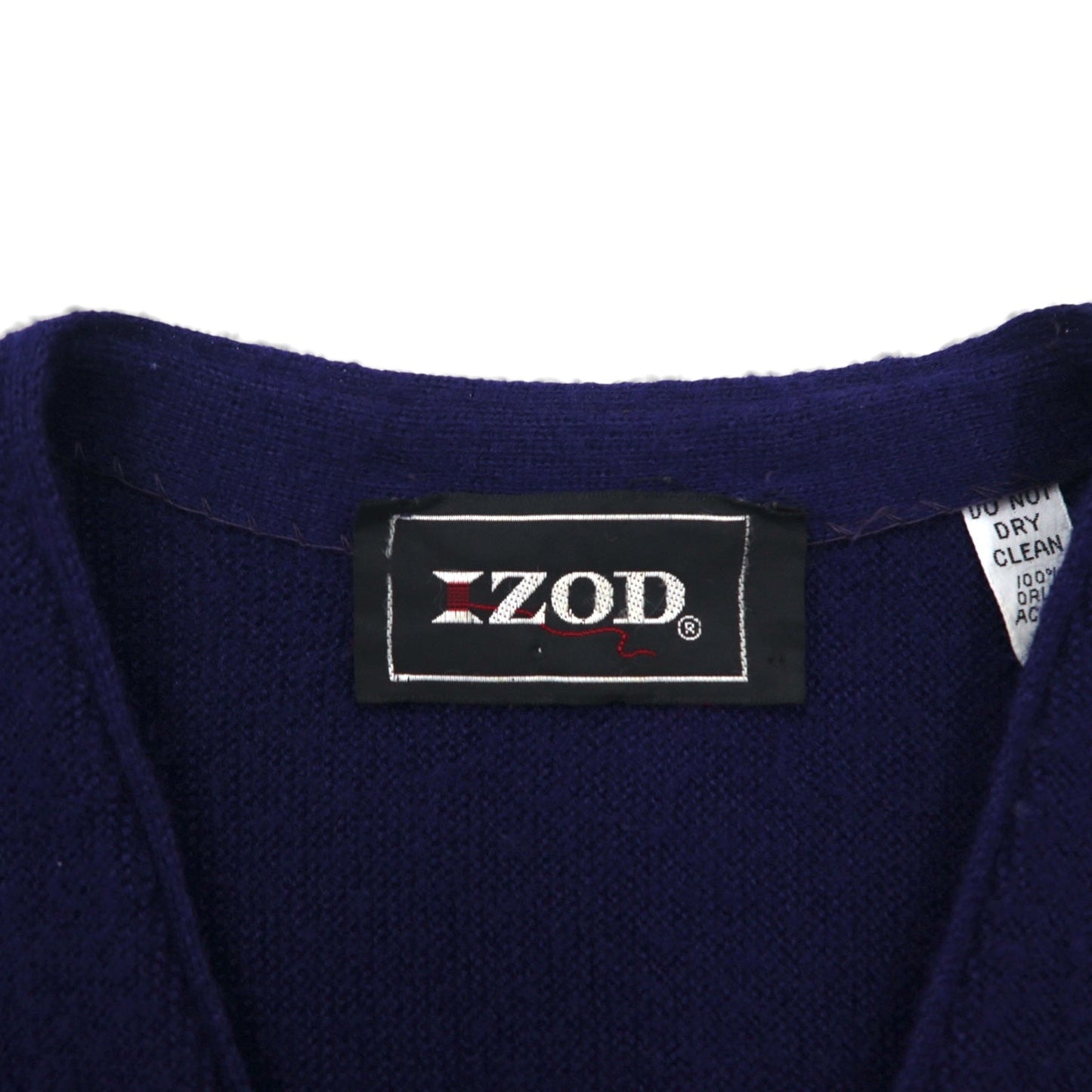 LACOSTE 70年代 ニット カーディガン L ネイビー アクリル IZOD 糸巻タグ ワンポイントロゴ