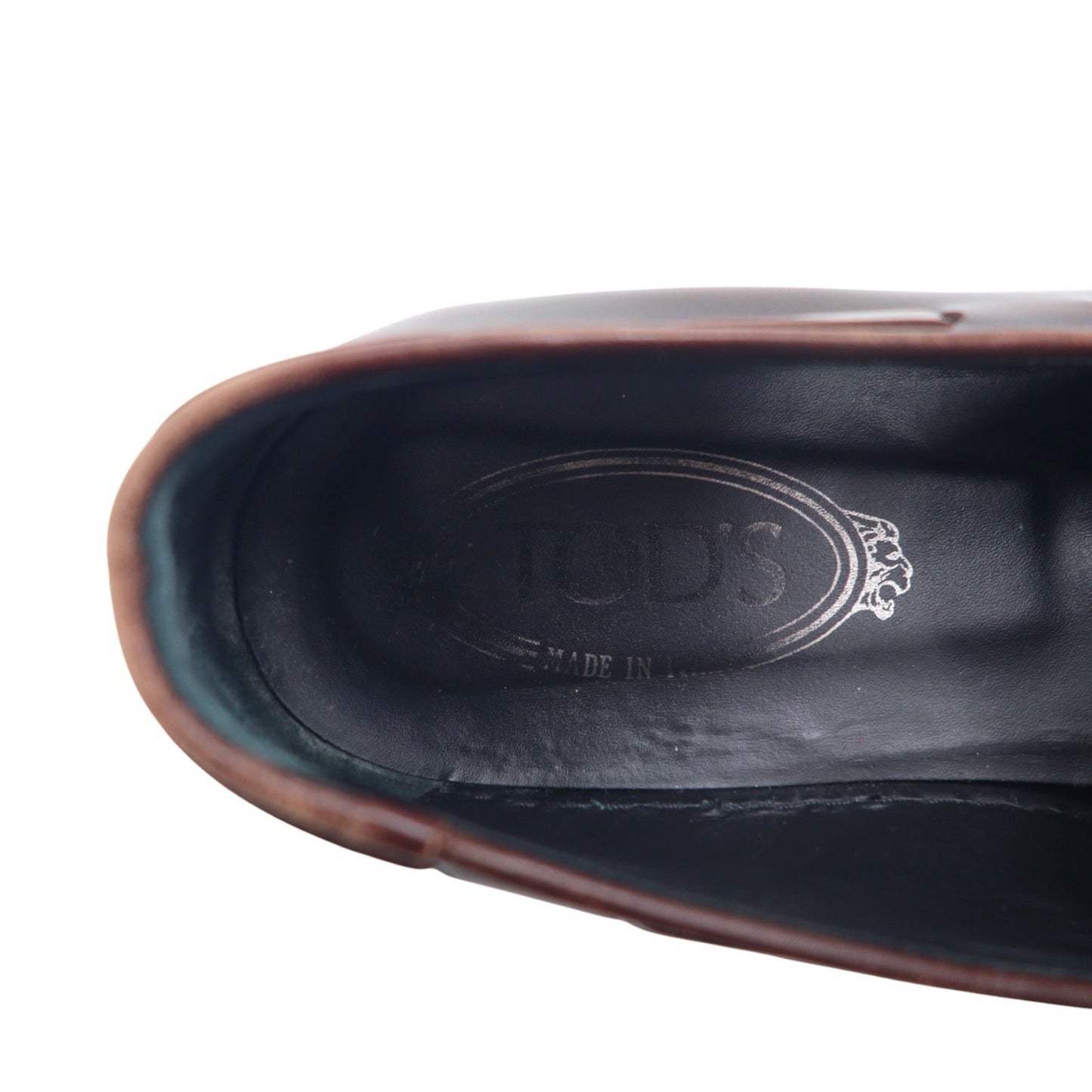 TOD'S Platform Tassel Loafers, Size 24.5cm, Brown Leather, Made in Italy