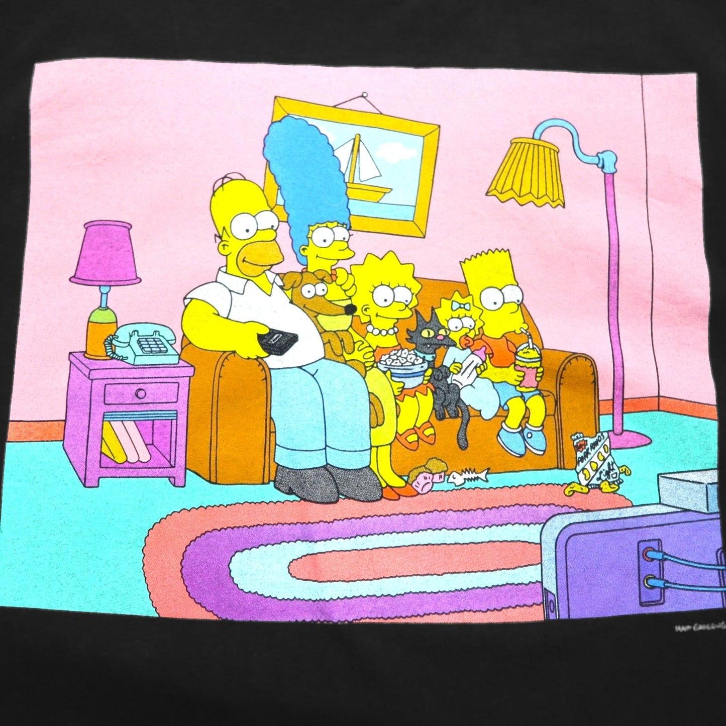 THE SIMPSONS Simpsons Character Print T-Shirt, Size M, Black, Cotton