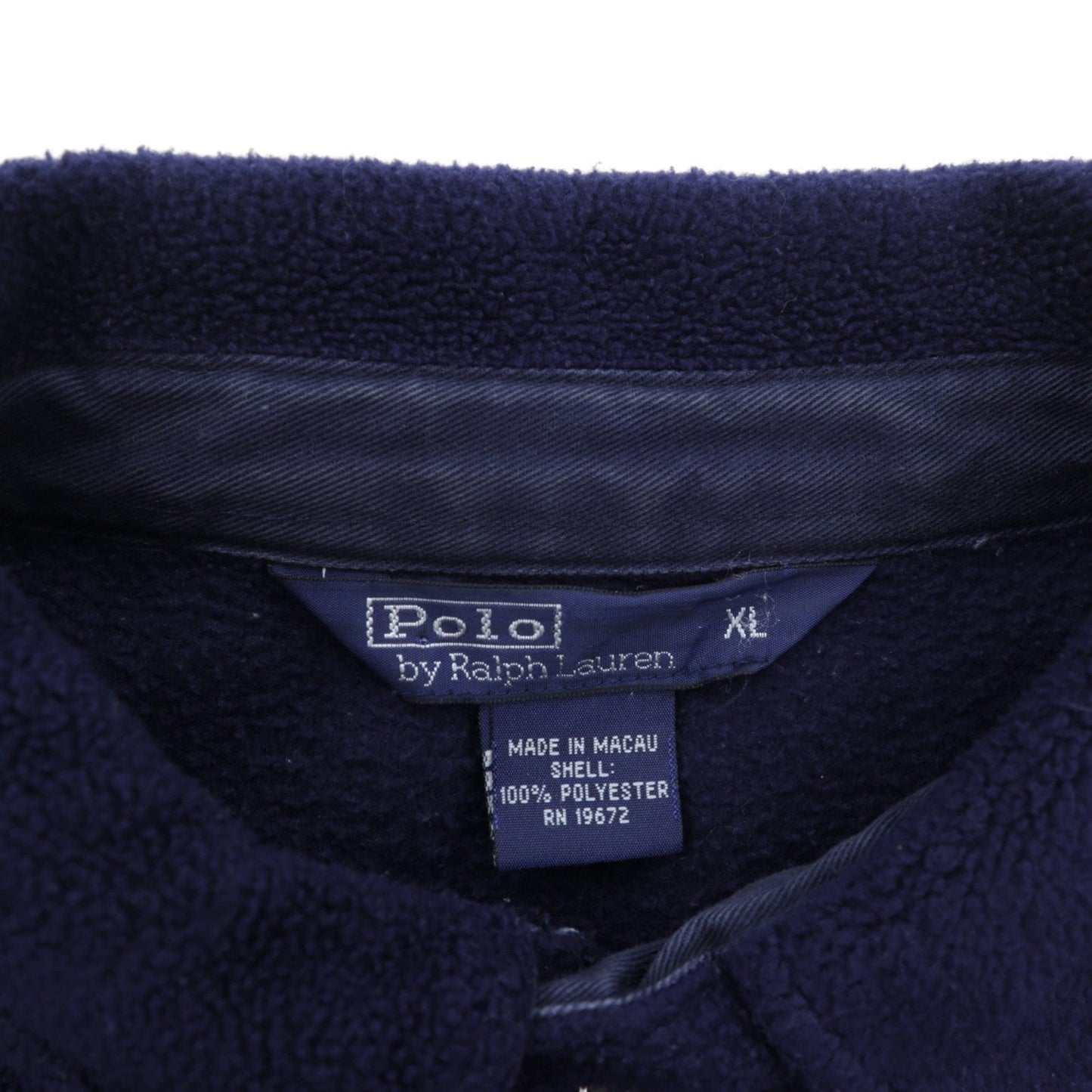 Polo Ralph Lauren 90年代 短丈 フリース ハリントンジャケット XL ネイビー チンストラップ スモールポニー刺繍