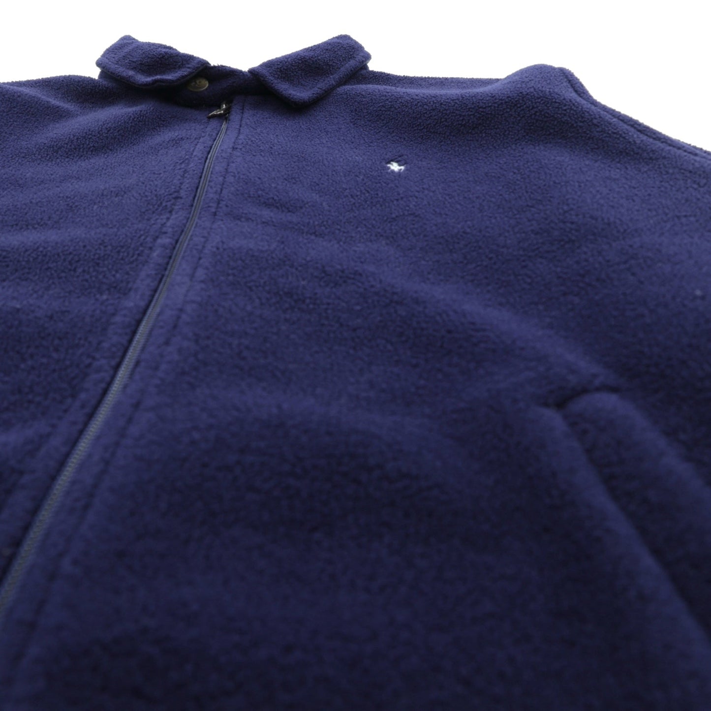 Polo Ralph Lauren 90年代 短丈 フリース ハリントンジャケット XL ネイビー チンストラップ スモールポニー刺繍