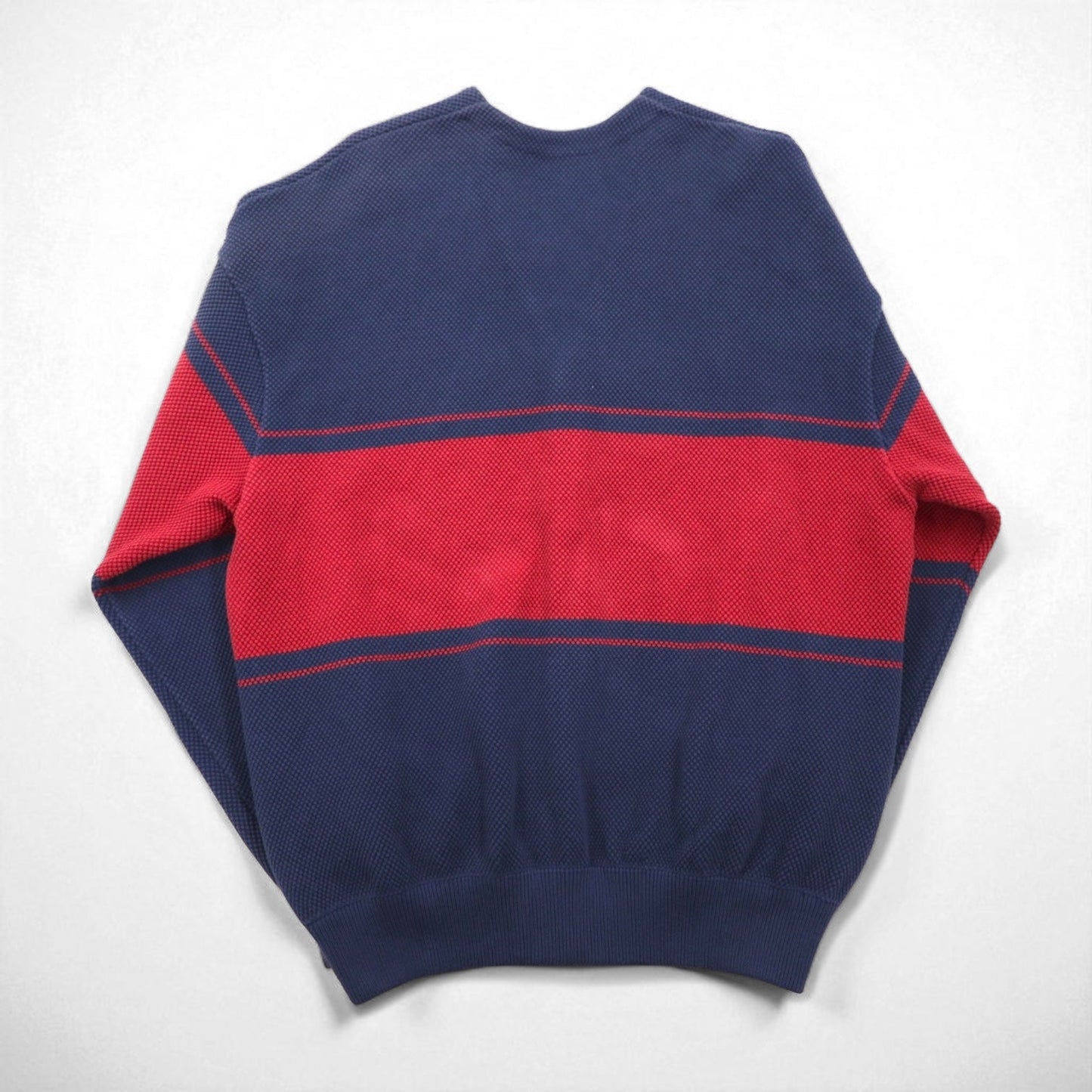 crepuscule ニット カーディガン 鹿の子 M ネイビー Border Moss Stitch V/N Cardigan ビッグサイズ 日本製 2001-002