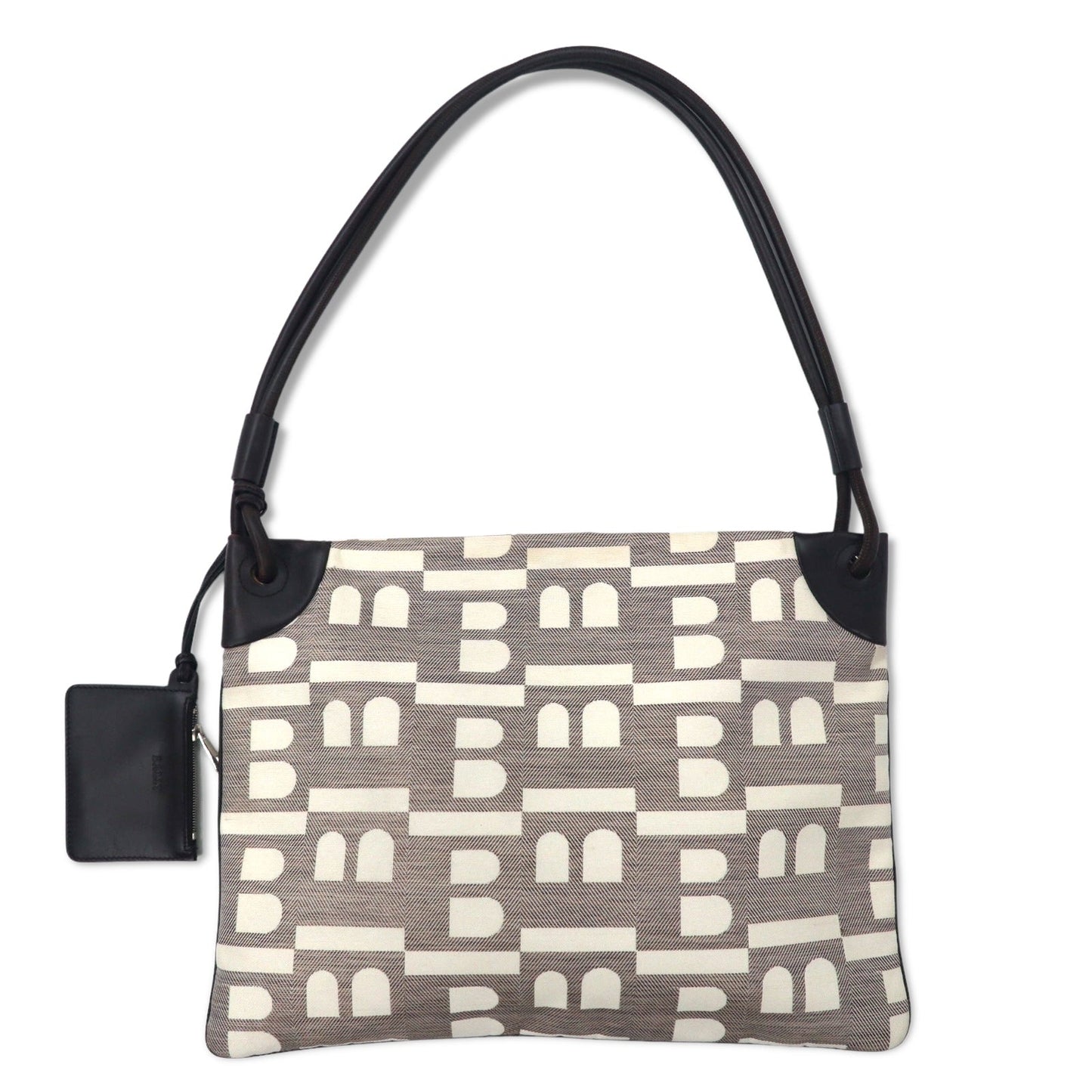 BALLY Made in Italy B Mark Shoulder Bag Beige Canvas Leather BRIANA GBCK