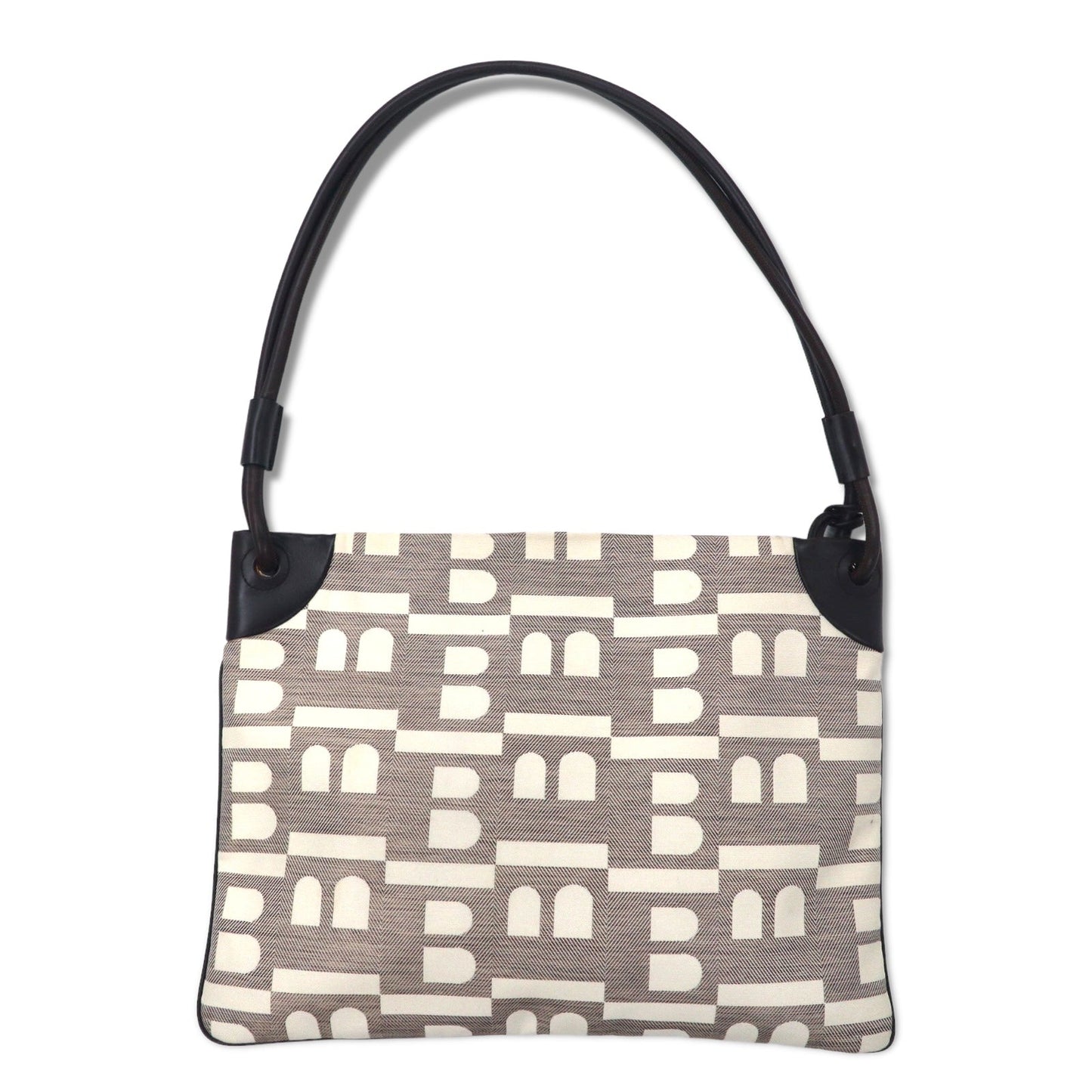 BALLY Made in Italy B Mark Shoulder Bag Beige Canvas Leather BRIANA GBCK