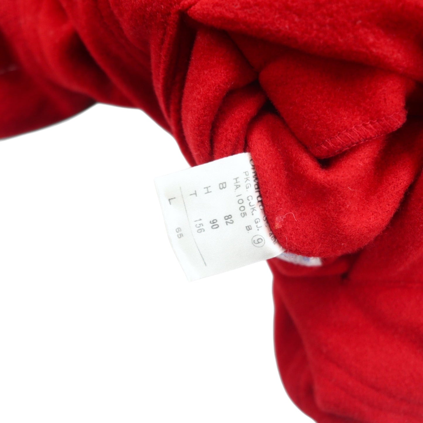 J.PRESS 90s Melton Stadium Jacket, Size L, Red Wool, Detachable Hood, Patch, Check Lining