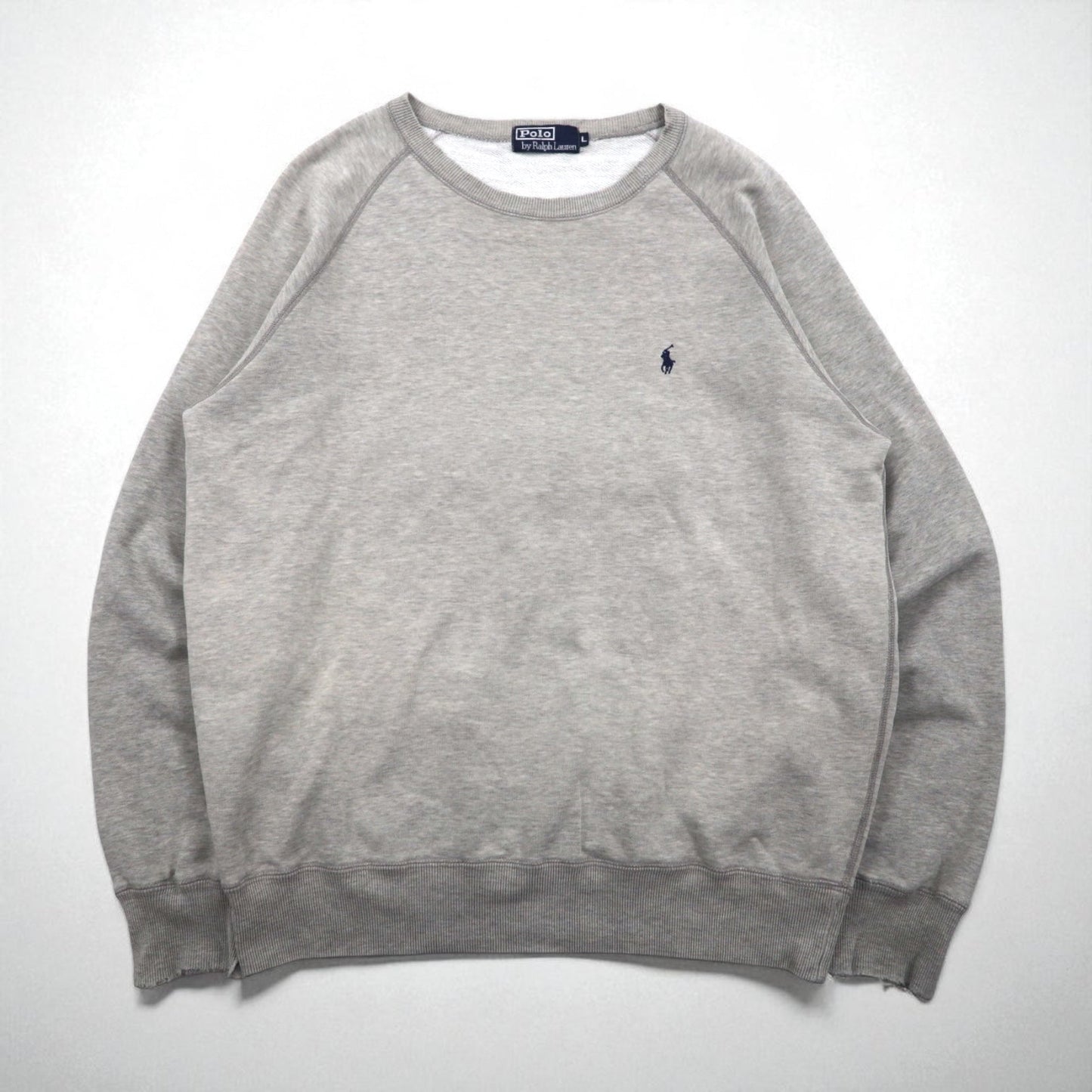 Polo Ralph Lauren 90年代 日本製 スウェット トレーナー L グレー コットン ダメージ加工