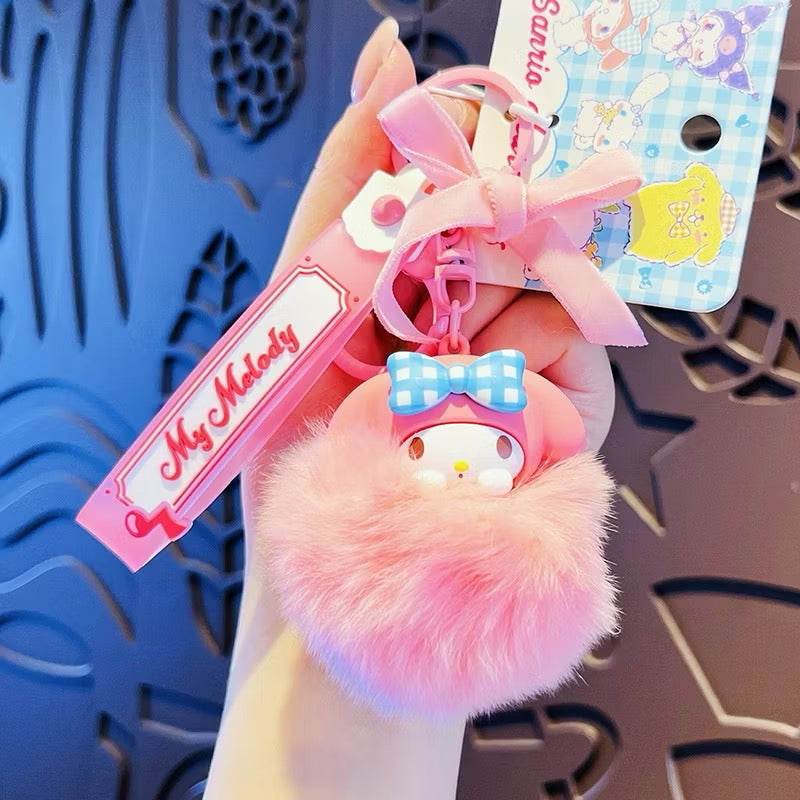 Sanrio Fur Ribbon keyring / サンリオファーリボンキーホルダー