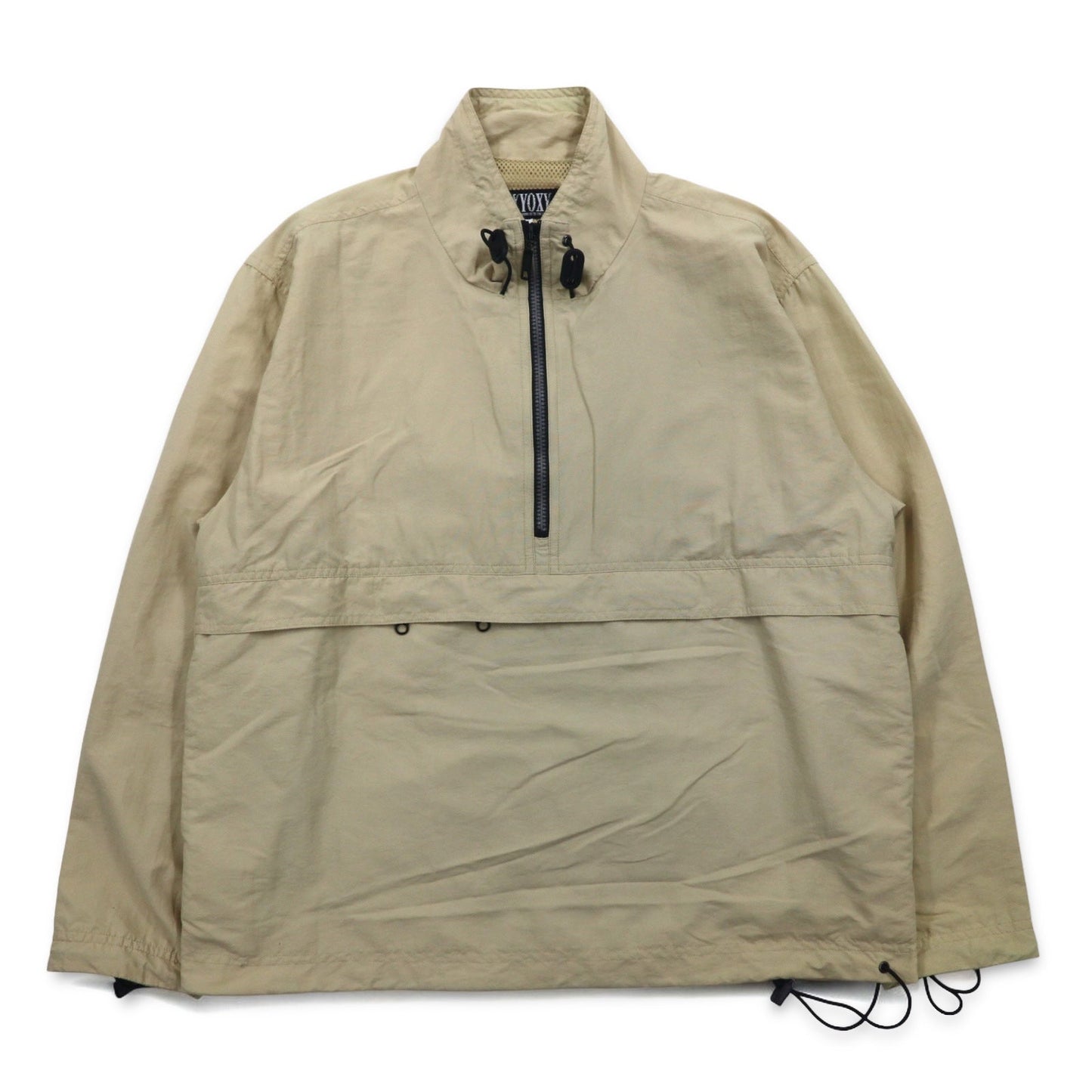90s OXYOXY Half-Zip Anorak Jacket, Size M, Beige, Nylon, Drawcord