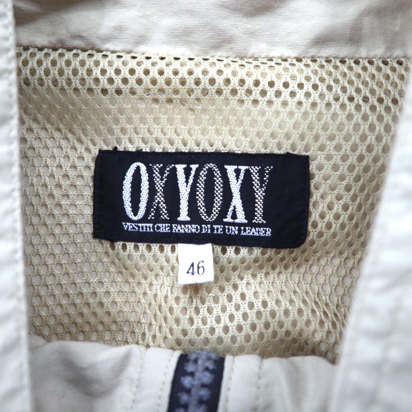 90s OXYOXY Half-Zip Anorak Jacket, Size M, Beige, Nylon, Drawcord