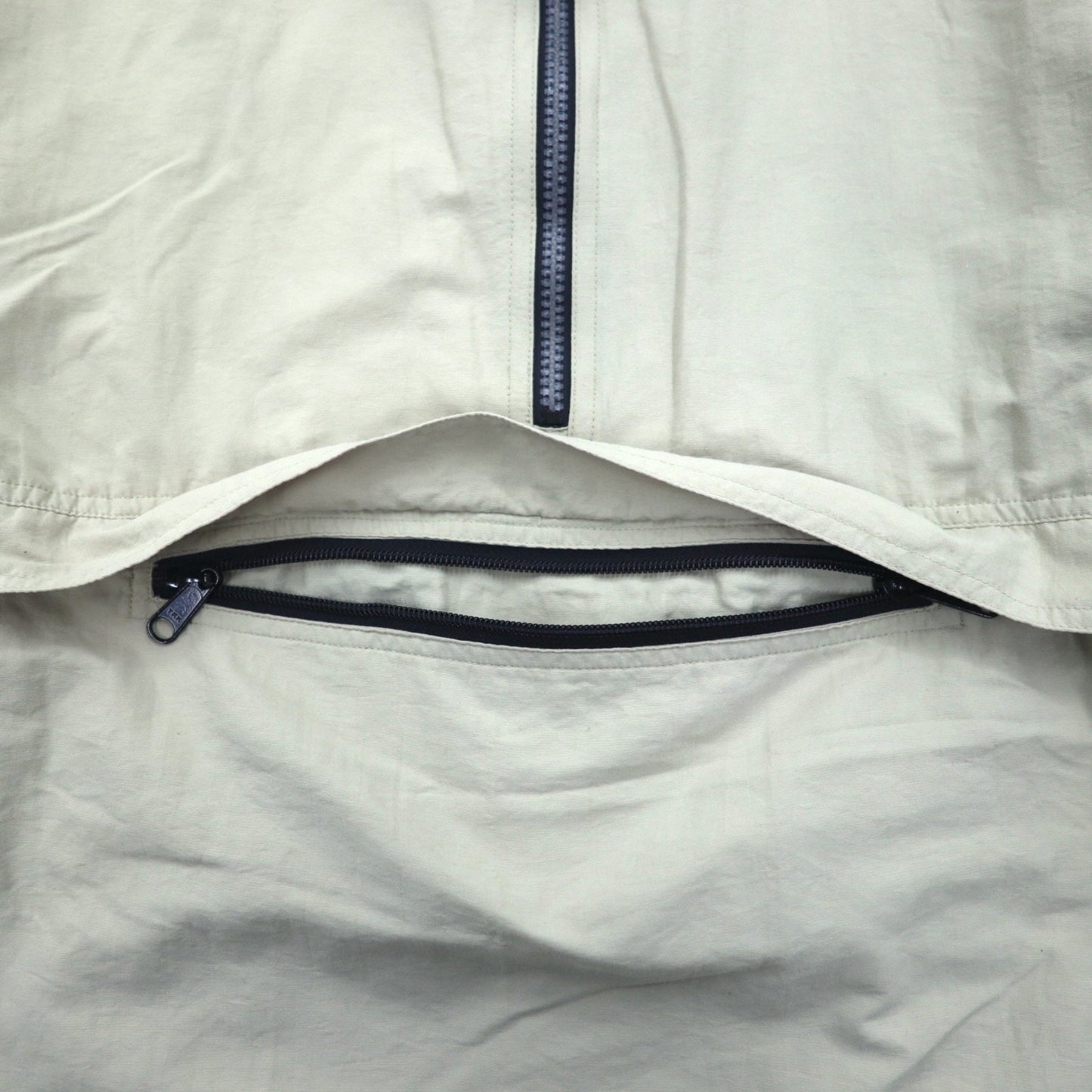 90s OXYOXY Half-Zip Anorak Jacket, Size M, Beige, Nylon, Drawcord