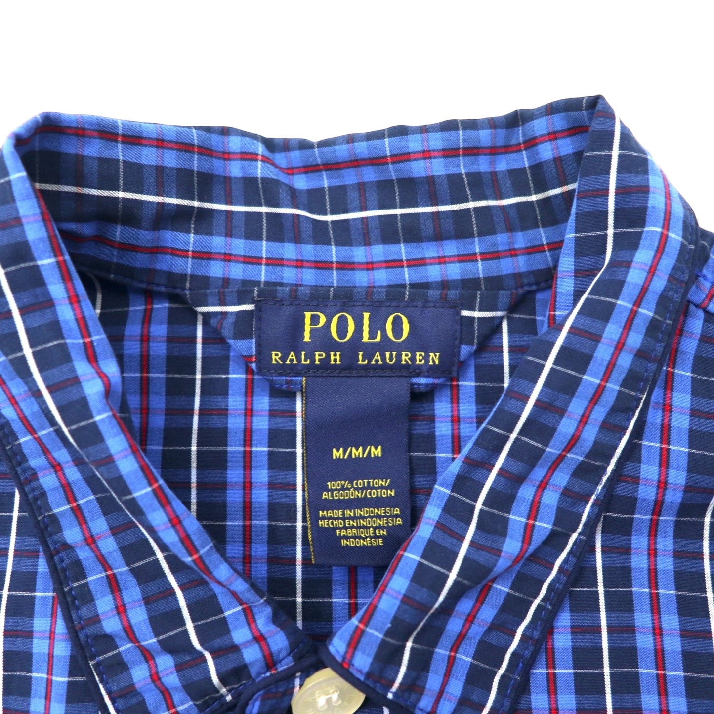 POLO RALPH LAUREN Box Pajama Shirt, Size M, Blue Check Cotton with Small Pony Embroidery