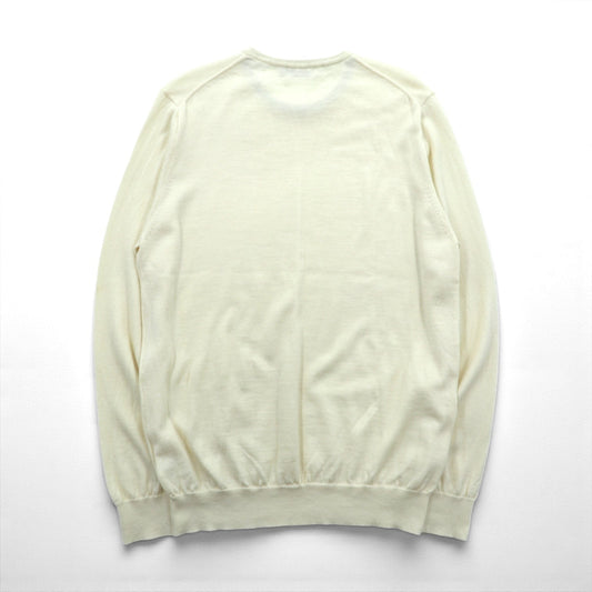 BARNEYS NEW YORK 日本製 ニット セーター L ホワイト ウール 23538519