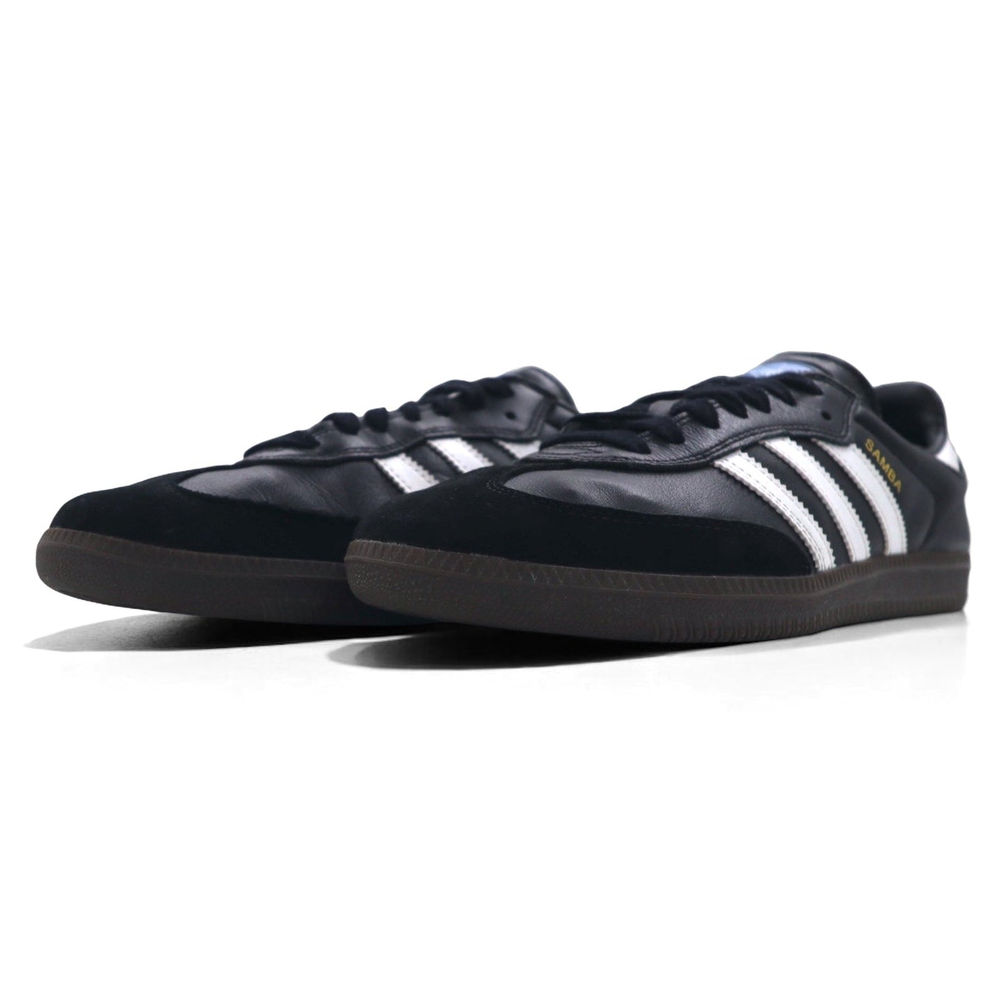 adidas Skateboarding Samba ADV Sneakers, Size 27cm, Core Black Leather with Gum Sole, GW3159