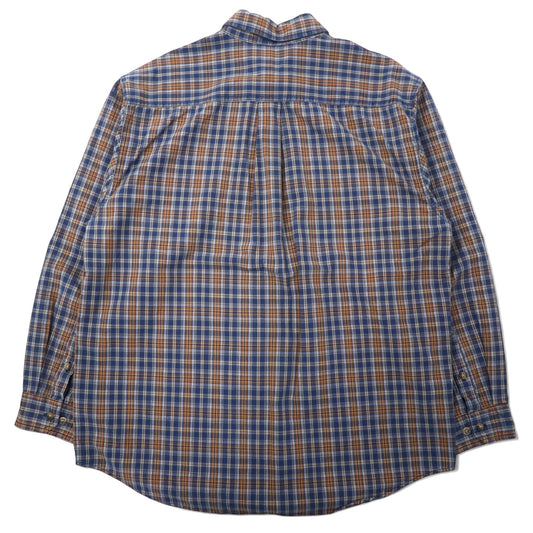 Carhartt Flannel Work Shirt, Large, Navy and Brown, Cotton, Oversized