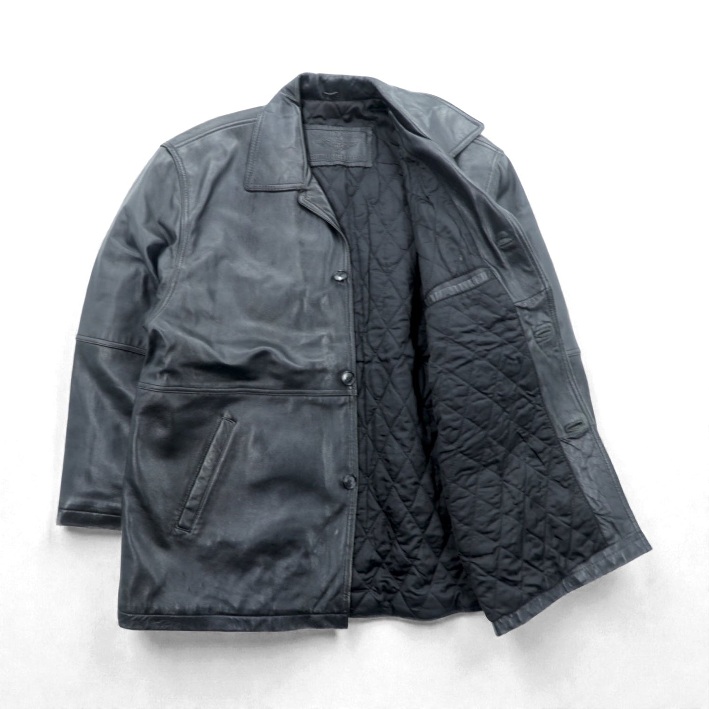 U.S. AIR FORCE COMMANDING OFFICER レザー カーコート ジャケット XL ブラック