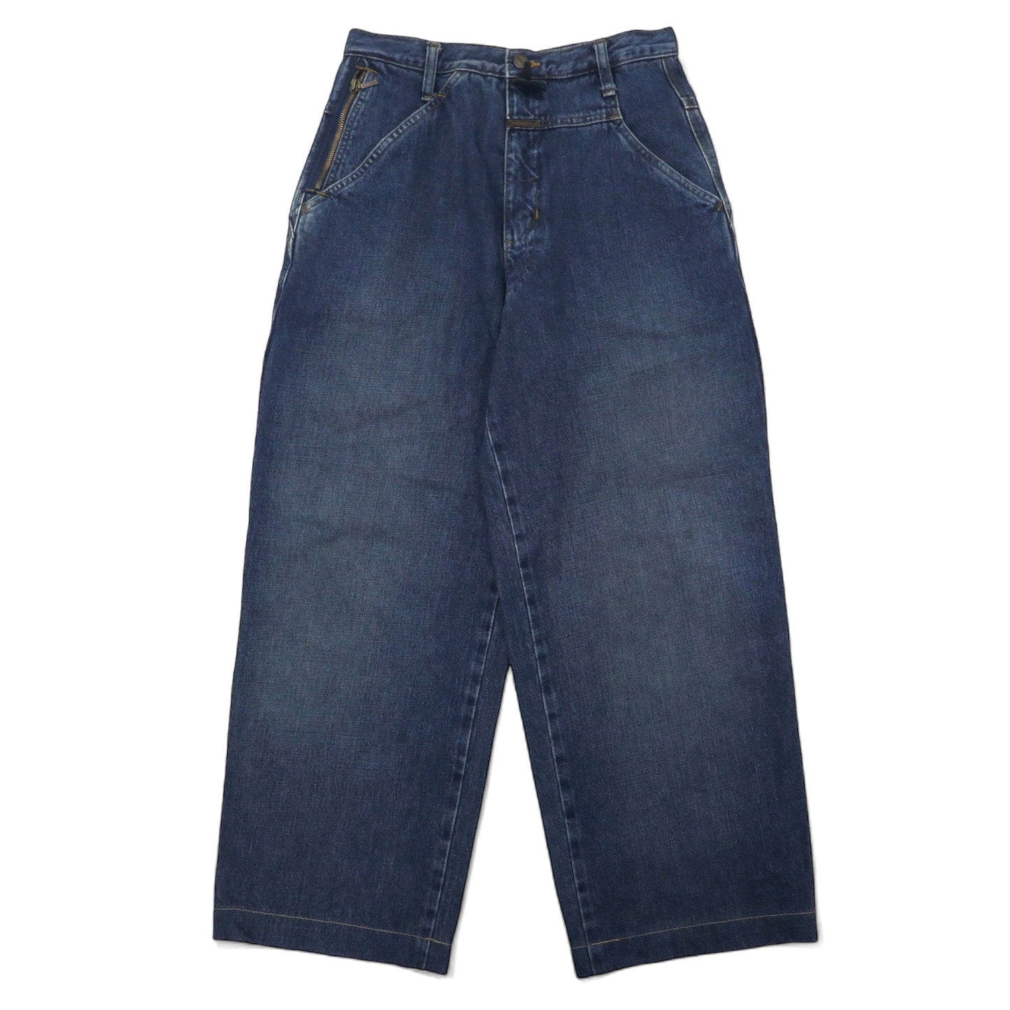 MARITHE FRANCOIS GIRBAUD Baggy Tapered Denim Pants, Size S, Blue, Cotton, Zipper Fly, Made in Japan