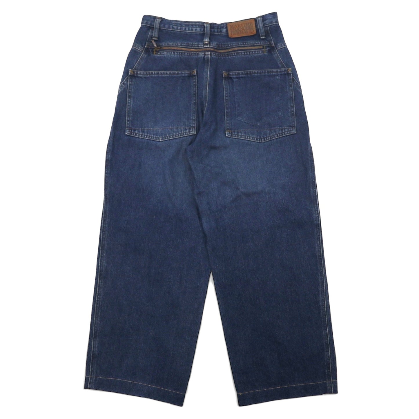 MARITHE FRANCOIS GIRBAUD Baggy Tapered Denim Pants, Size S, Blue, Cotton, Zipper Fly, Made in Japan