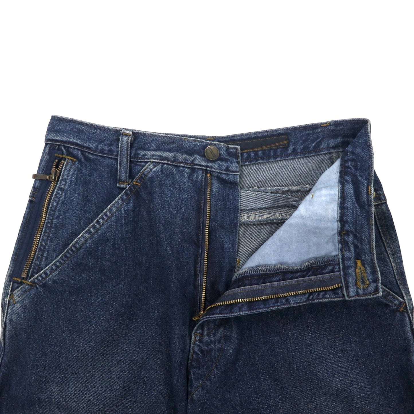 MARITHE FRANCOIS GIRBAUD Baggy Tapered Denim Pants, Size S, Blue, Cotton, Zipper Fly, Made in Japan