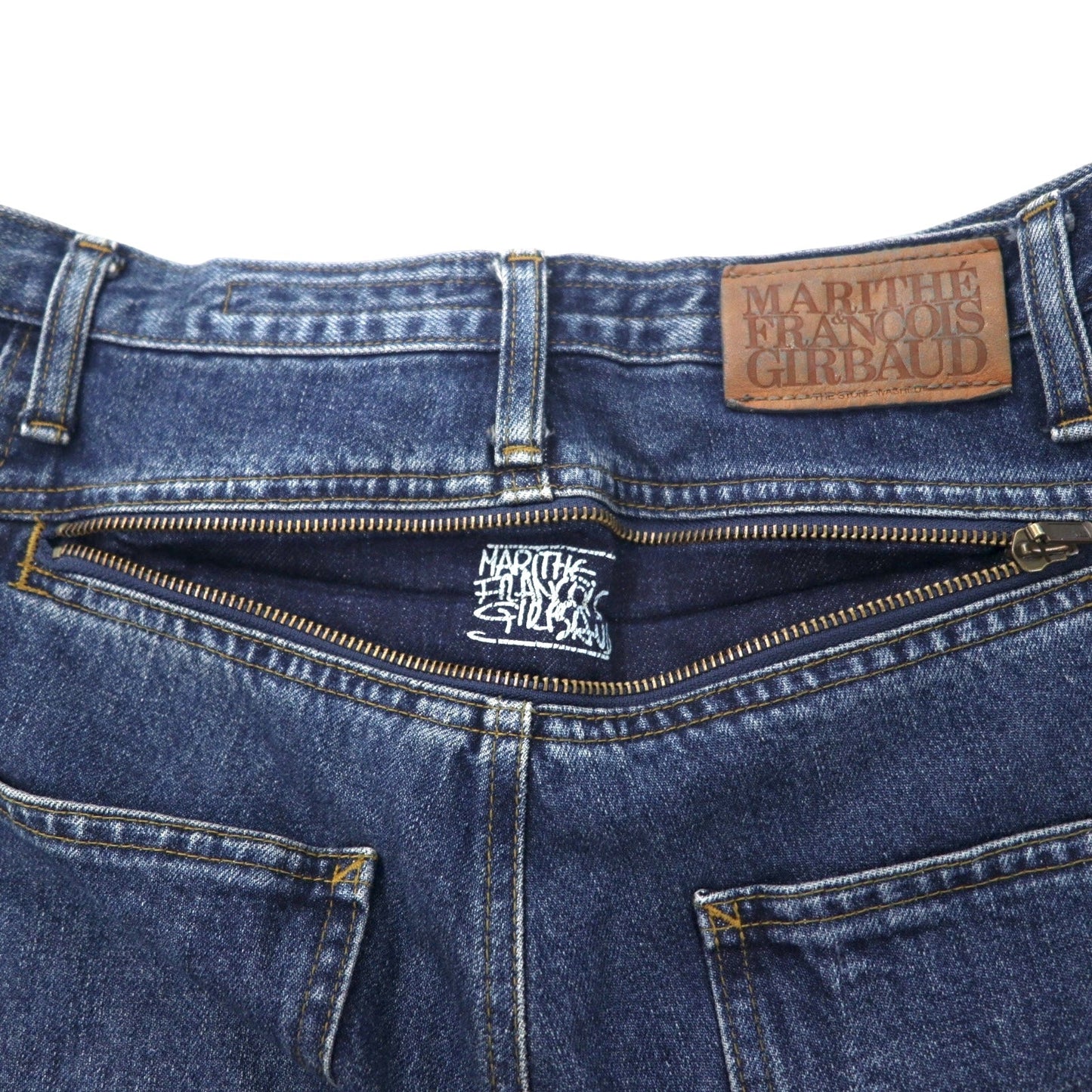 MARITHE FRANCOIS GIRBAUD Baggy Tapered Denim Pants, Size S, Blue, Cotton, Zipper Fly, Made in Japan