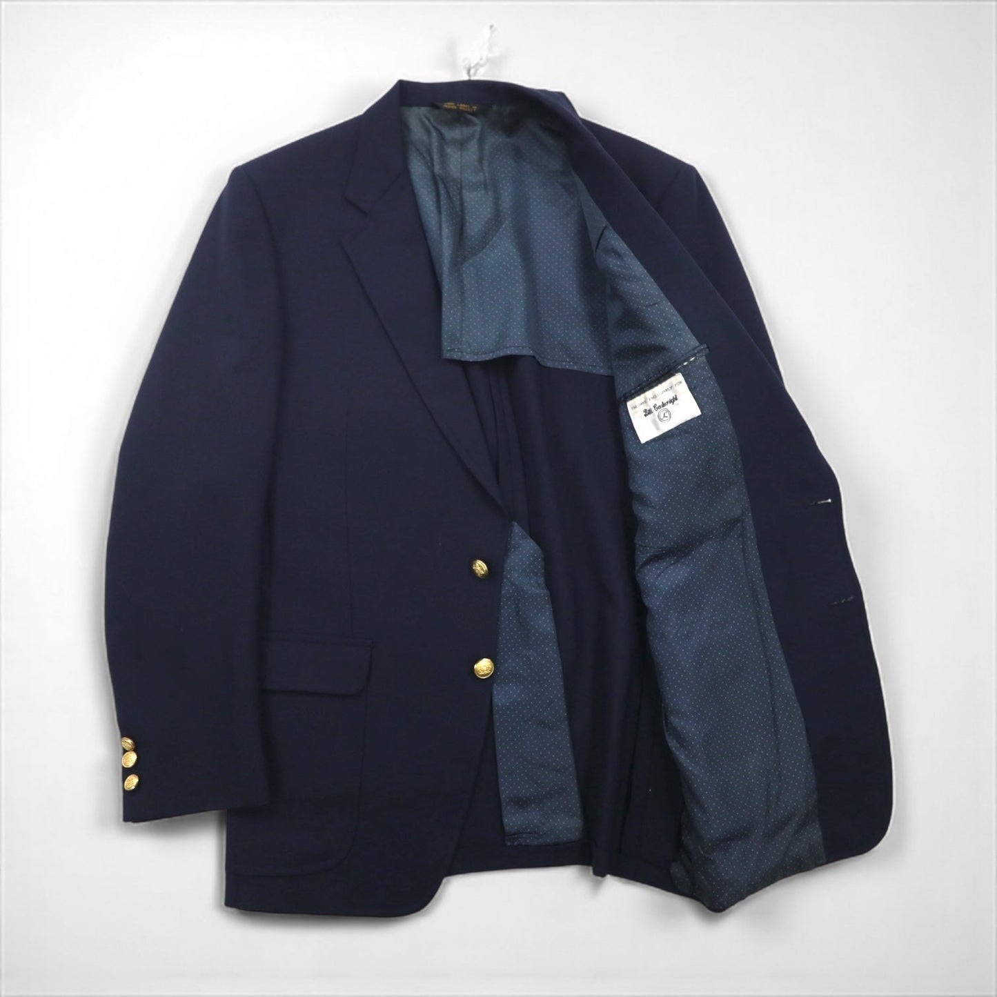 80s USA UNION MADE Vintage Navy Blazer Joshua Trent 80年代 USA製 2B テーラードジャケット L ユニオンメイド ACTWUタグ 金ボタン 紺ブレ