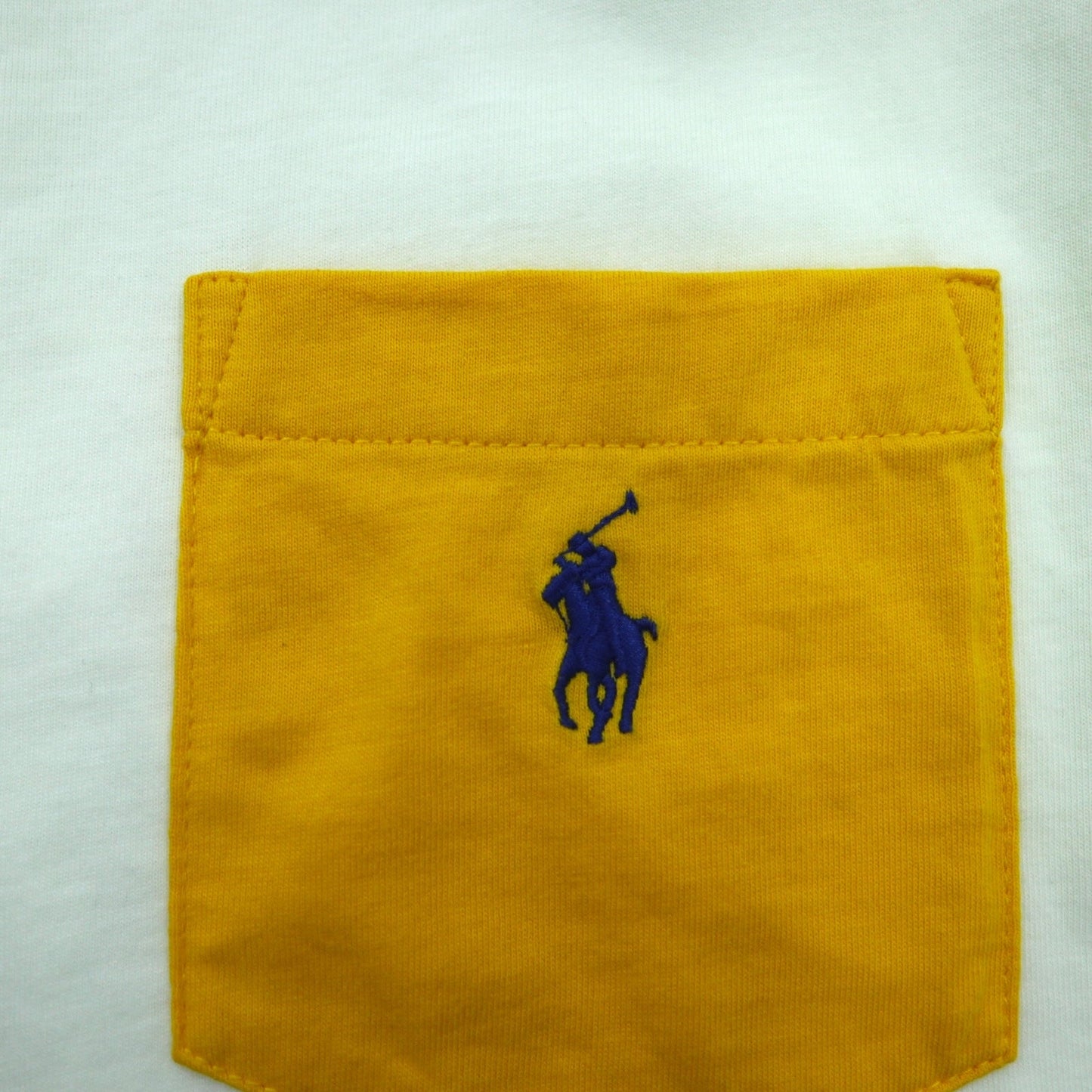 POLO RALPH LAUREN Colorblock Pocket T-Shirt, Medium, White, Small Pony Embroidery