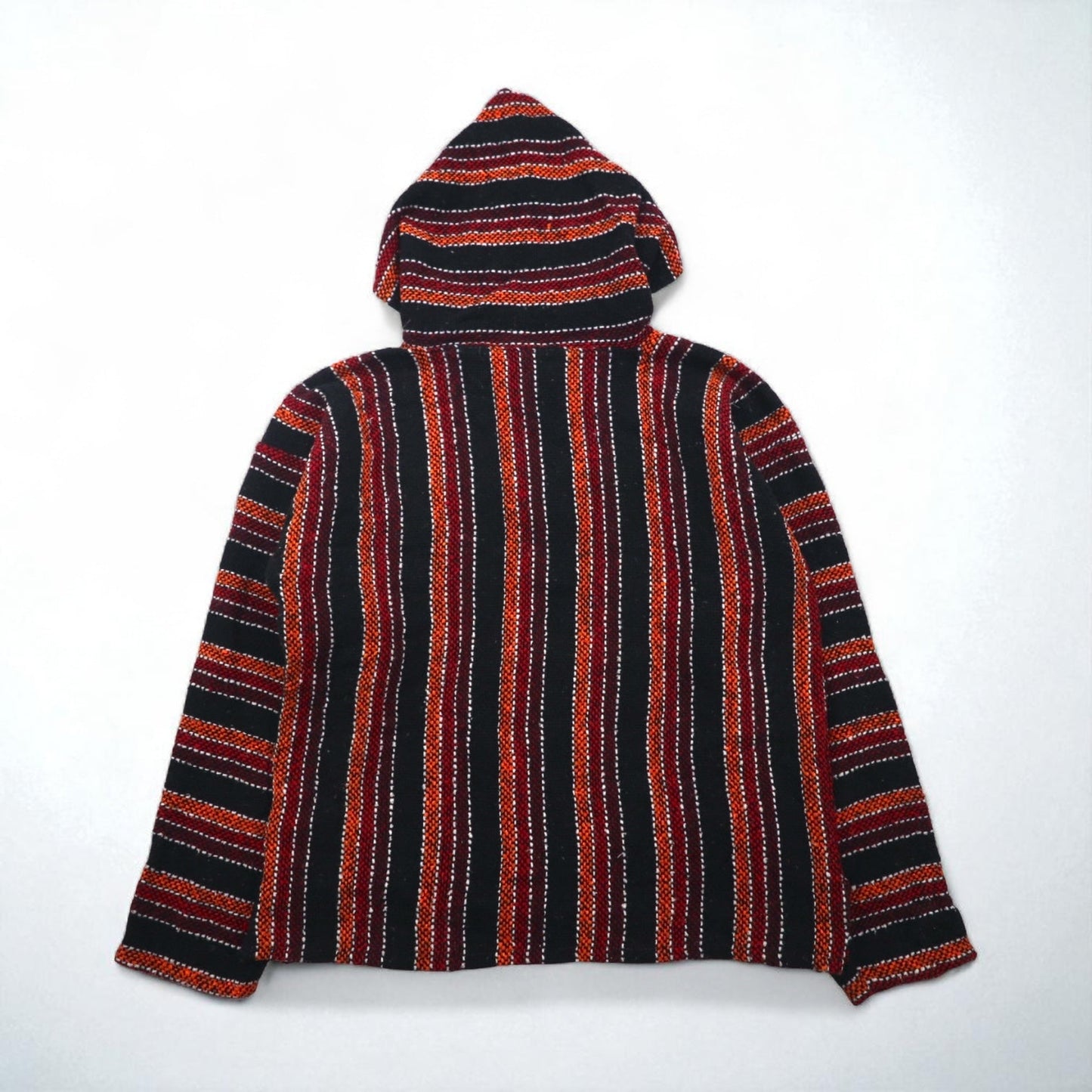 Vintage Baja Hoodie Mexican Parka メキシカンパーカー M フロントポケット マルチ ストライプ