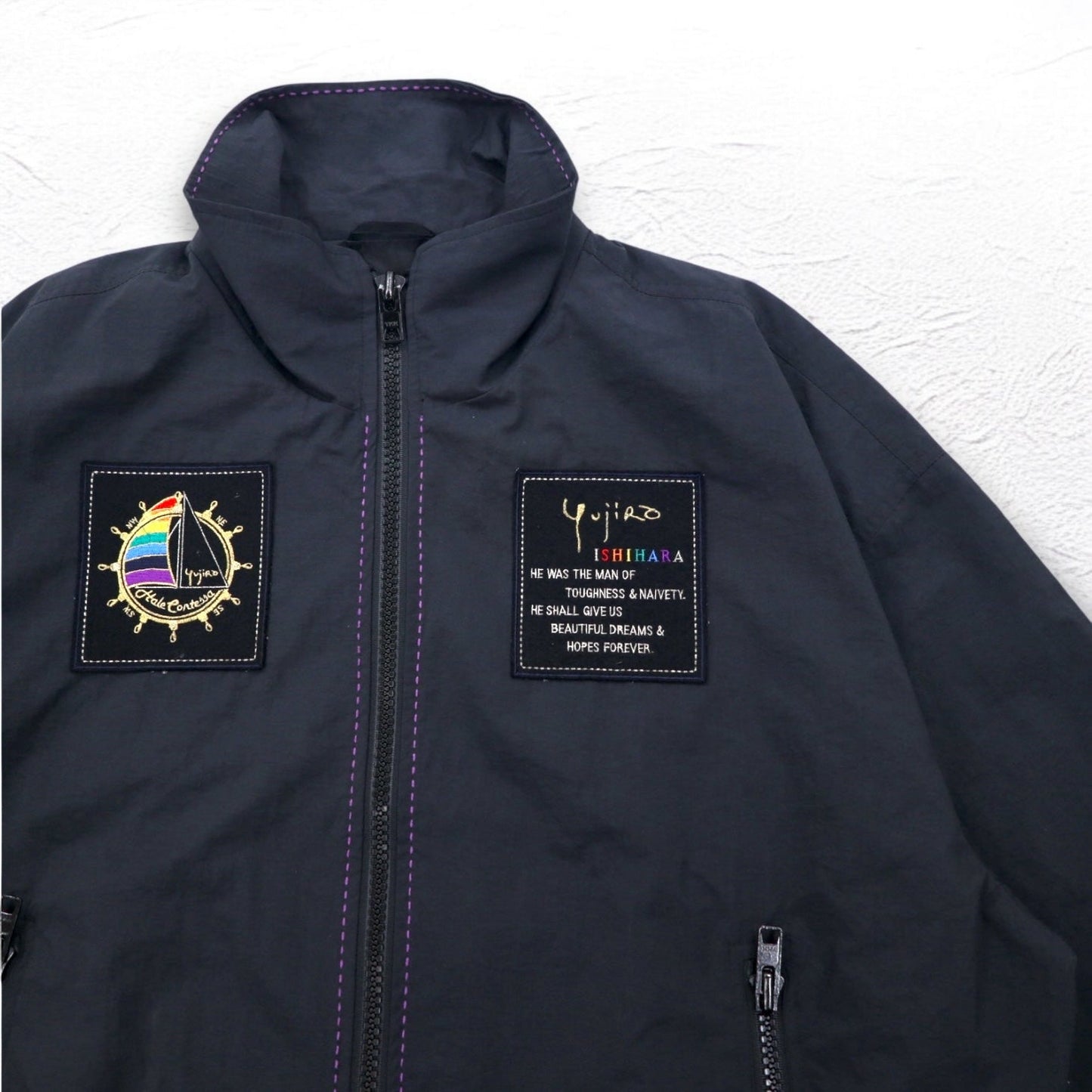 YUJIRO ISHIHARA Nylon Jacket, Size L, Black, Official Item of the Yujiro Ishihara Memorial Museum, Made in Japan